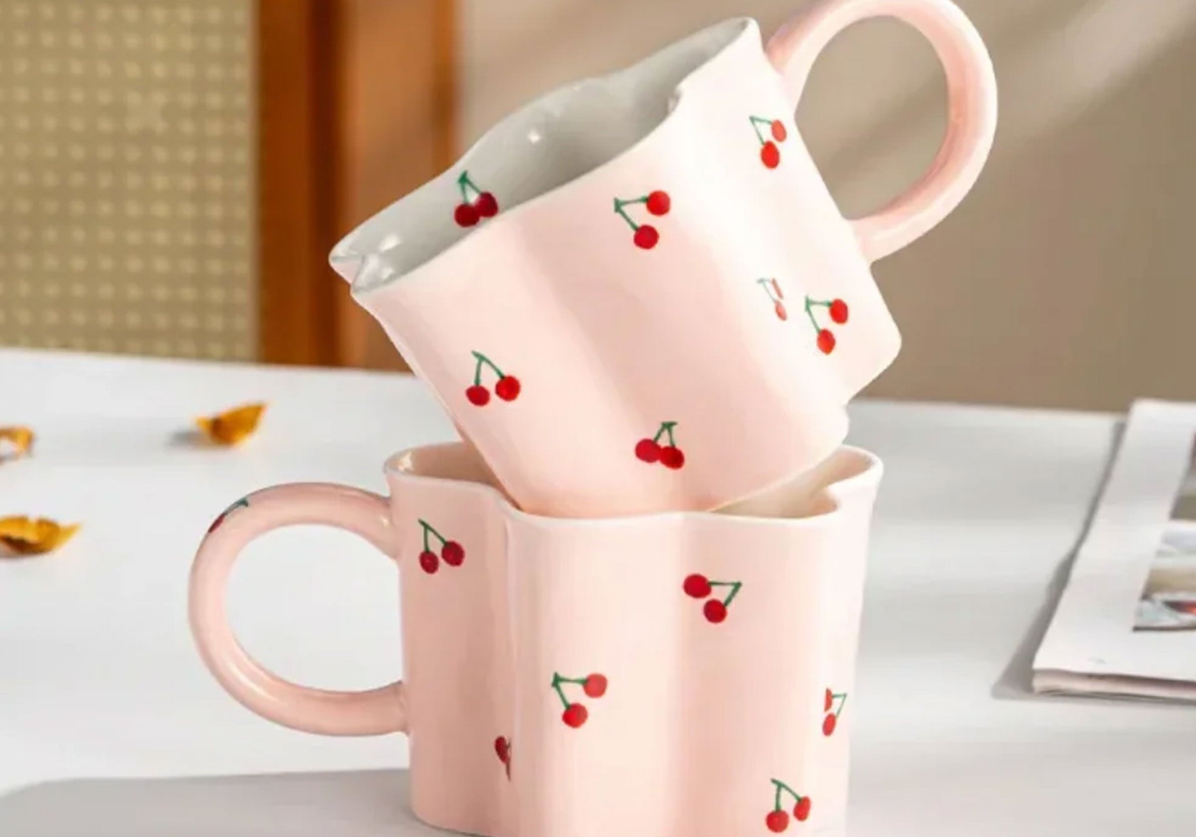 martha brook 10 unique cherry themed gifts for her gifted sisters flower shaped pink mug with cherry pattern