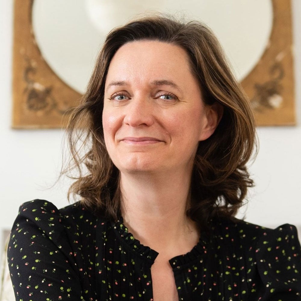 Martha Brook personalised stationery blog behind the books harriet evans author of the treasures woman in black polka dot shirt with short brown hair smiling for camera