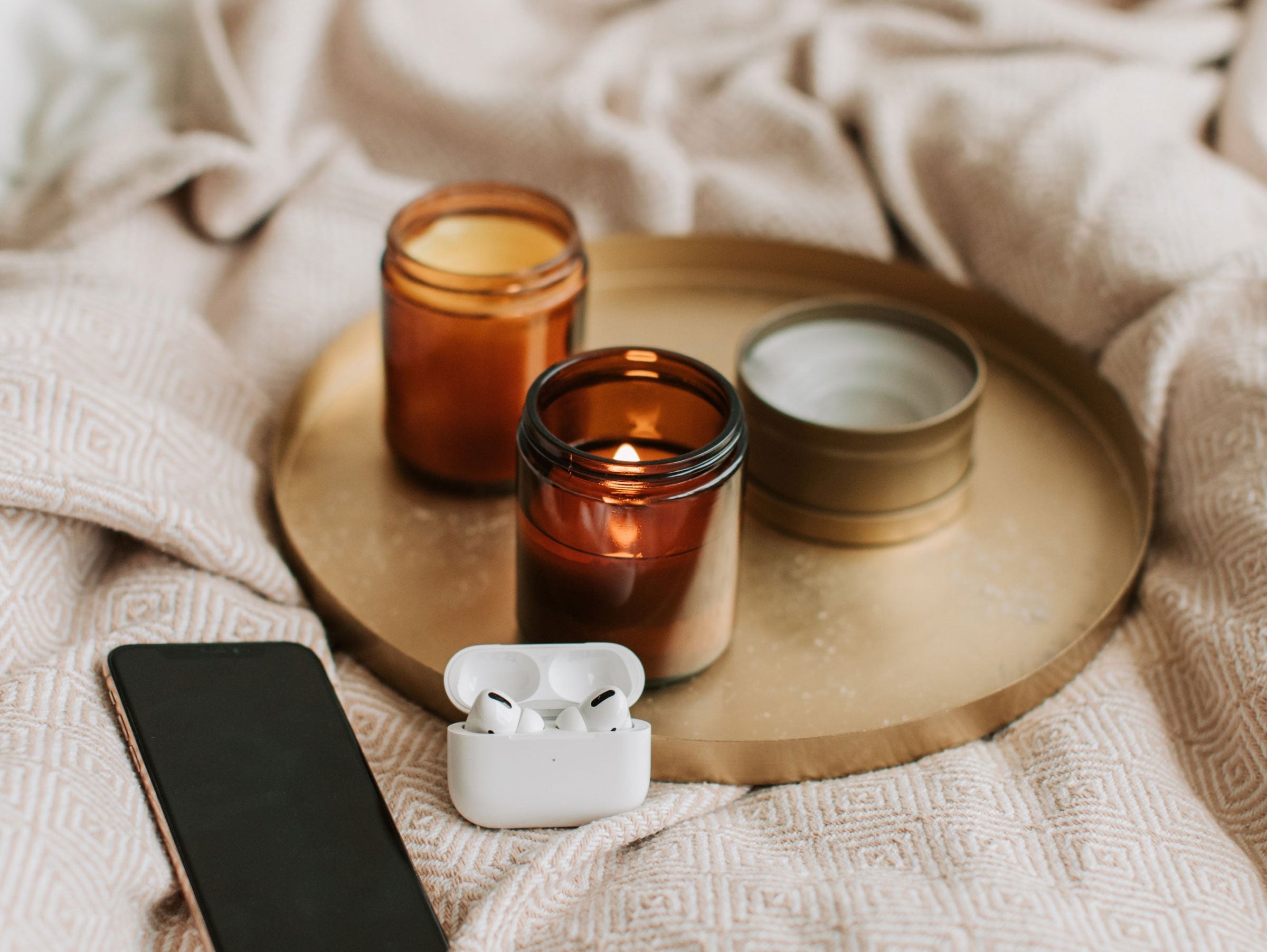 martha brook blog post 12 ways to self-soothe this winter cosy bed candles airpods podcast playlist square