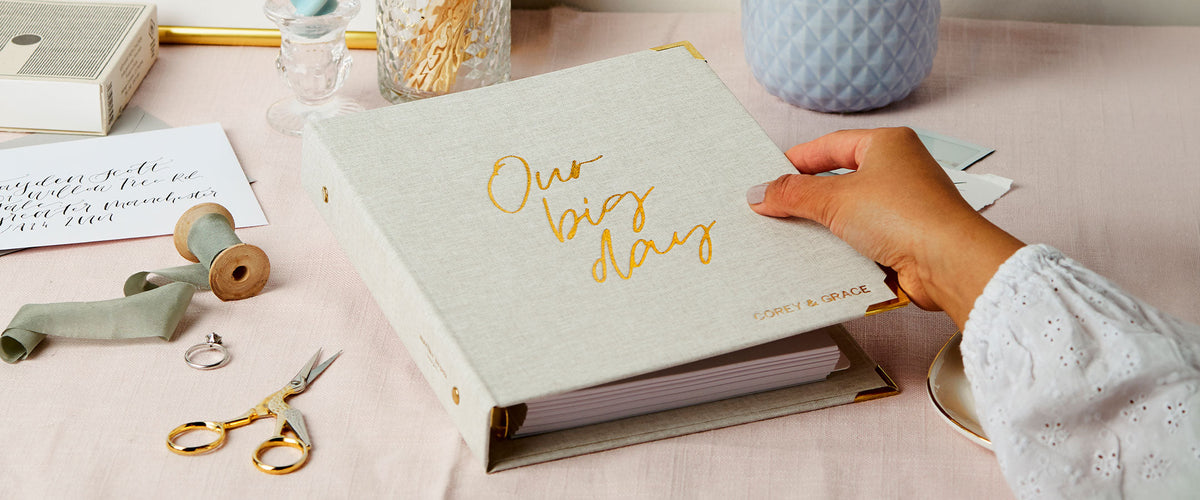Martha Brook Personalised Wedding Planner with scissors and ribbon