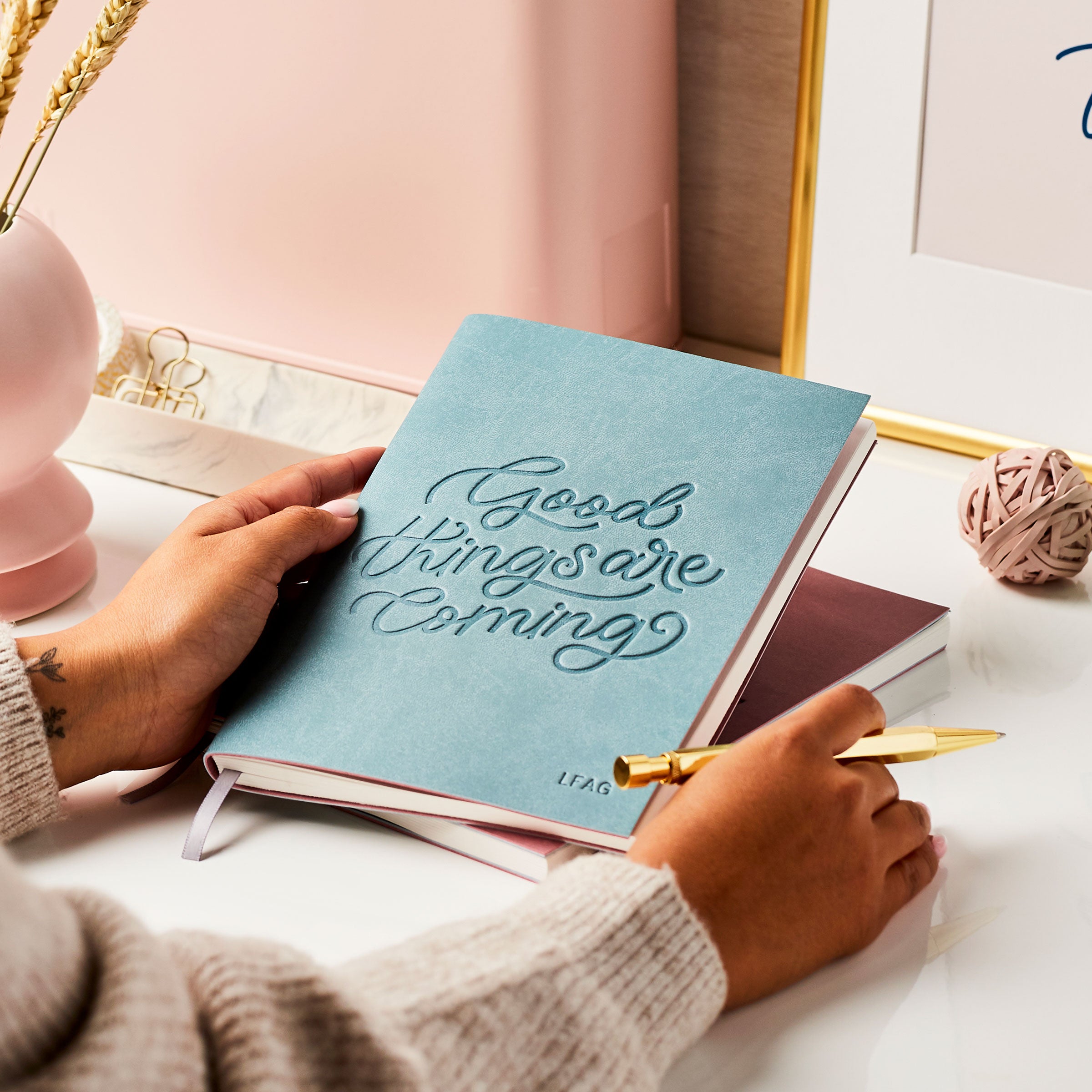 martha brook personalised stationery personalised softback notebooks vegan leather notebook good things are coming