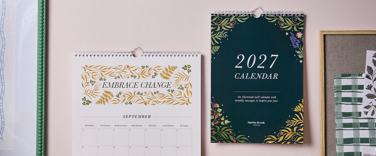 Martha Brook Inspirational 2027 Wall Calendar cover and September page