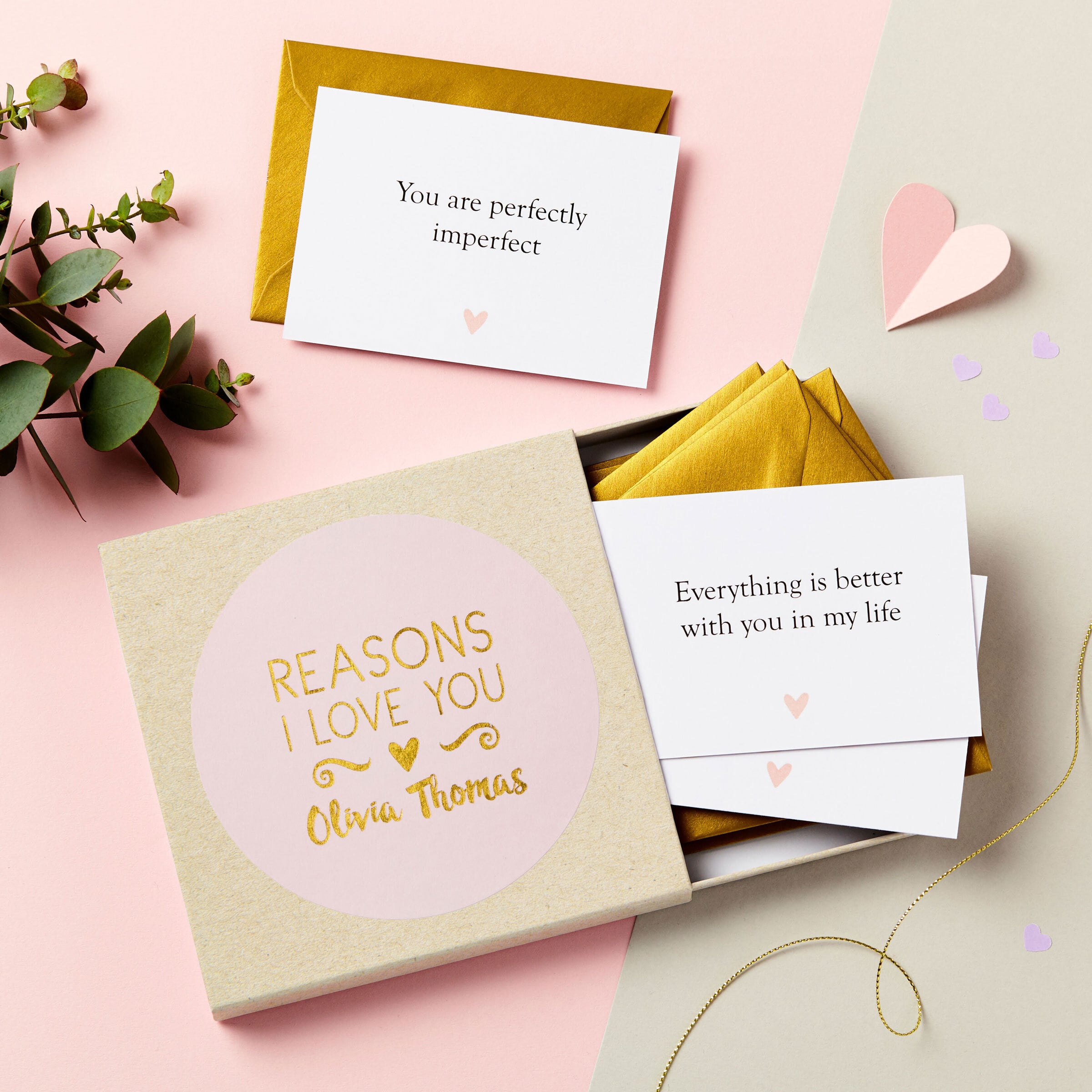 Personalised Reasons I Love You Foiled Notes