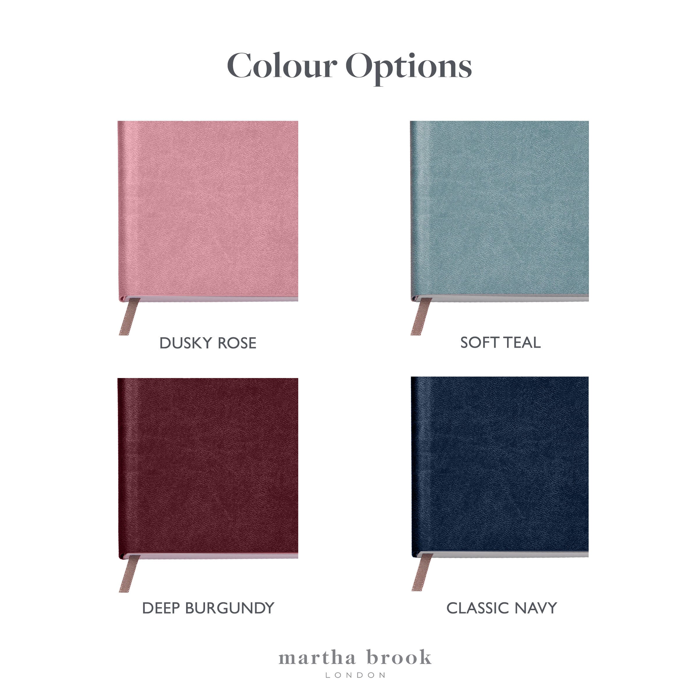 martha brook personalised stationery colour options a5 vegan leather notebook