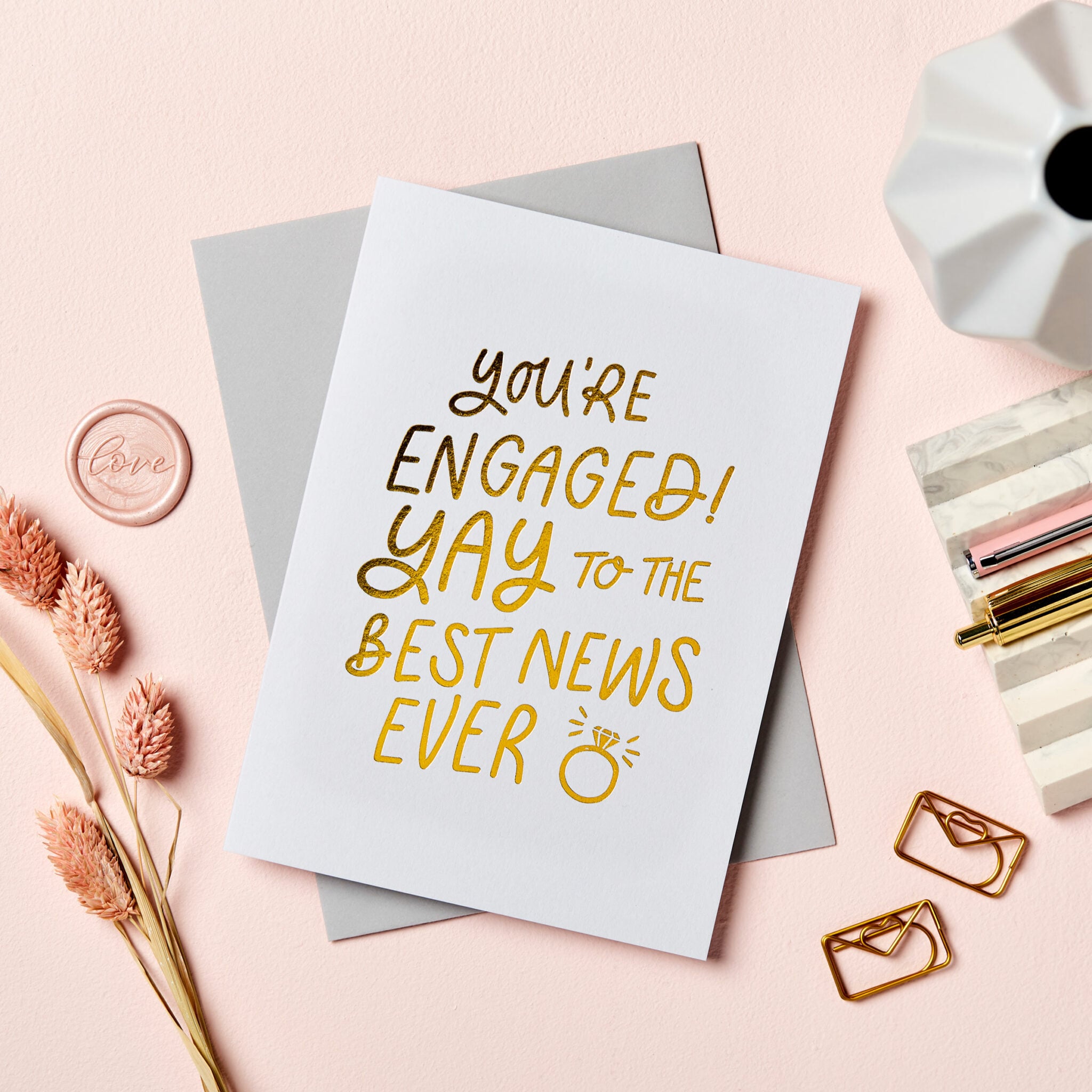 Martha Brook Best News Ever Foil Embossed Engagement Card