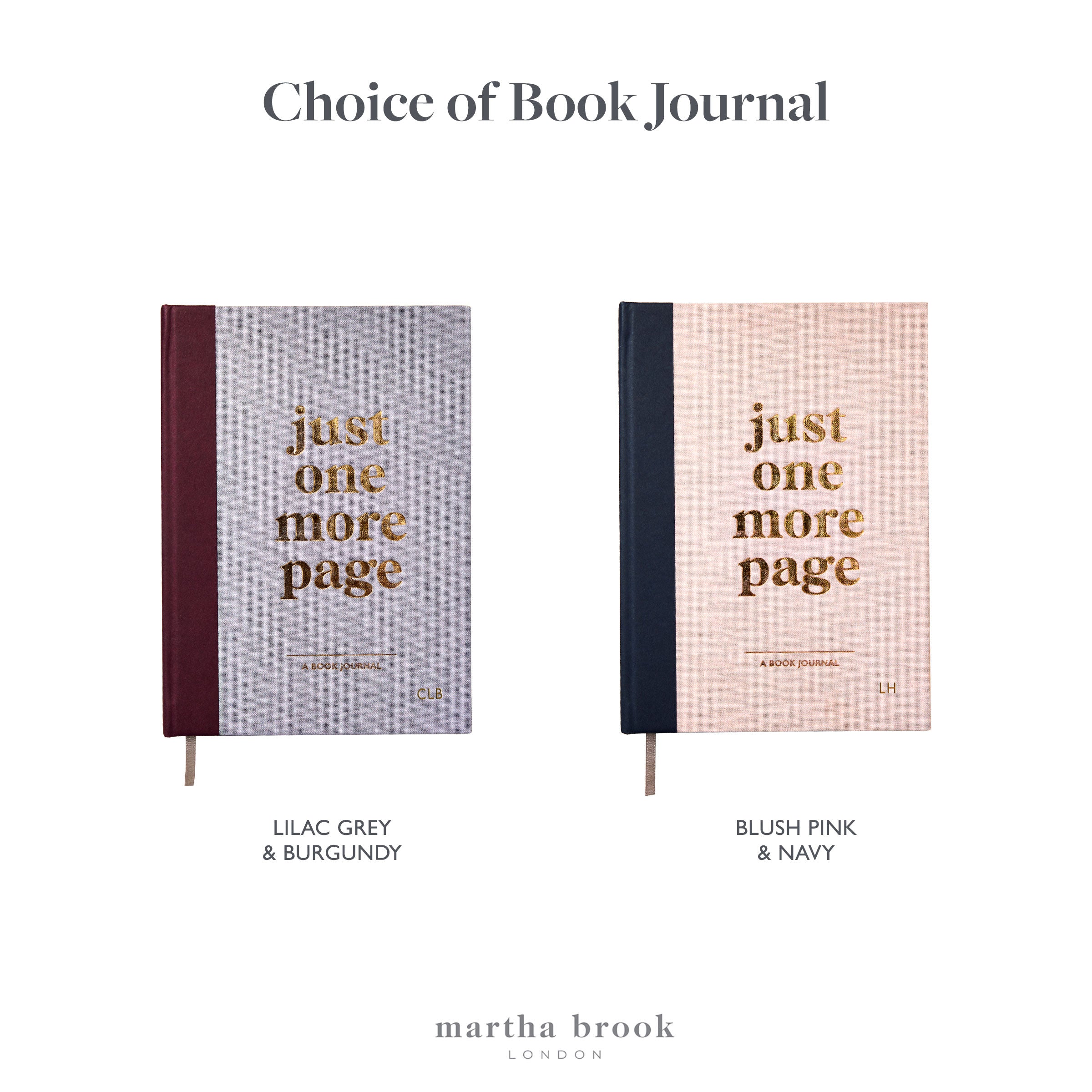 martha brook personalised stationery personalised book journal gift set photo of book journal colours on white background