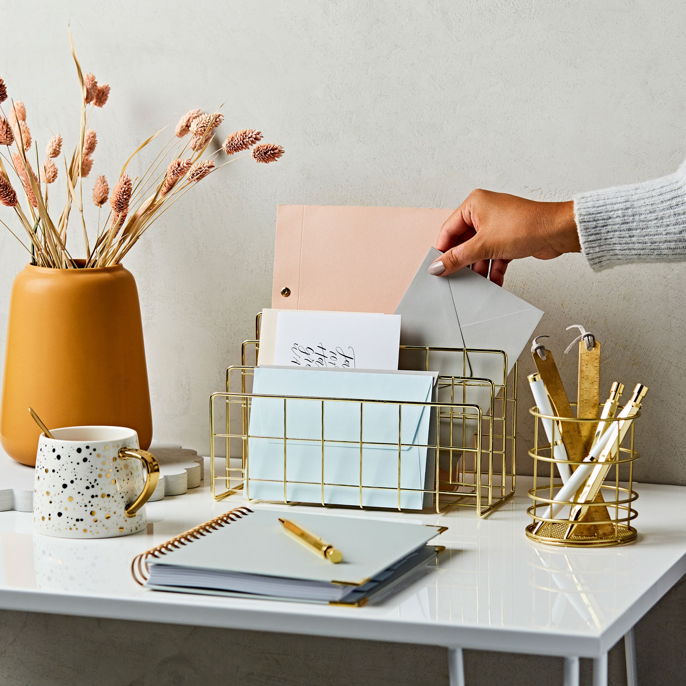 Gold Wire Letter Rack