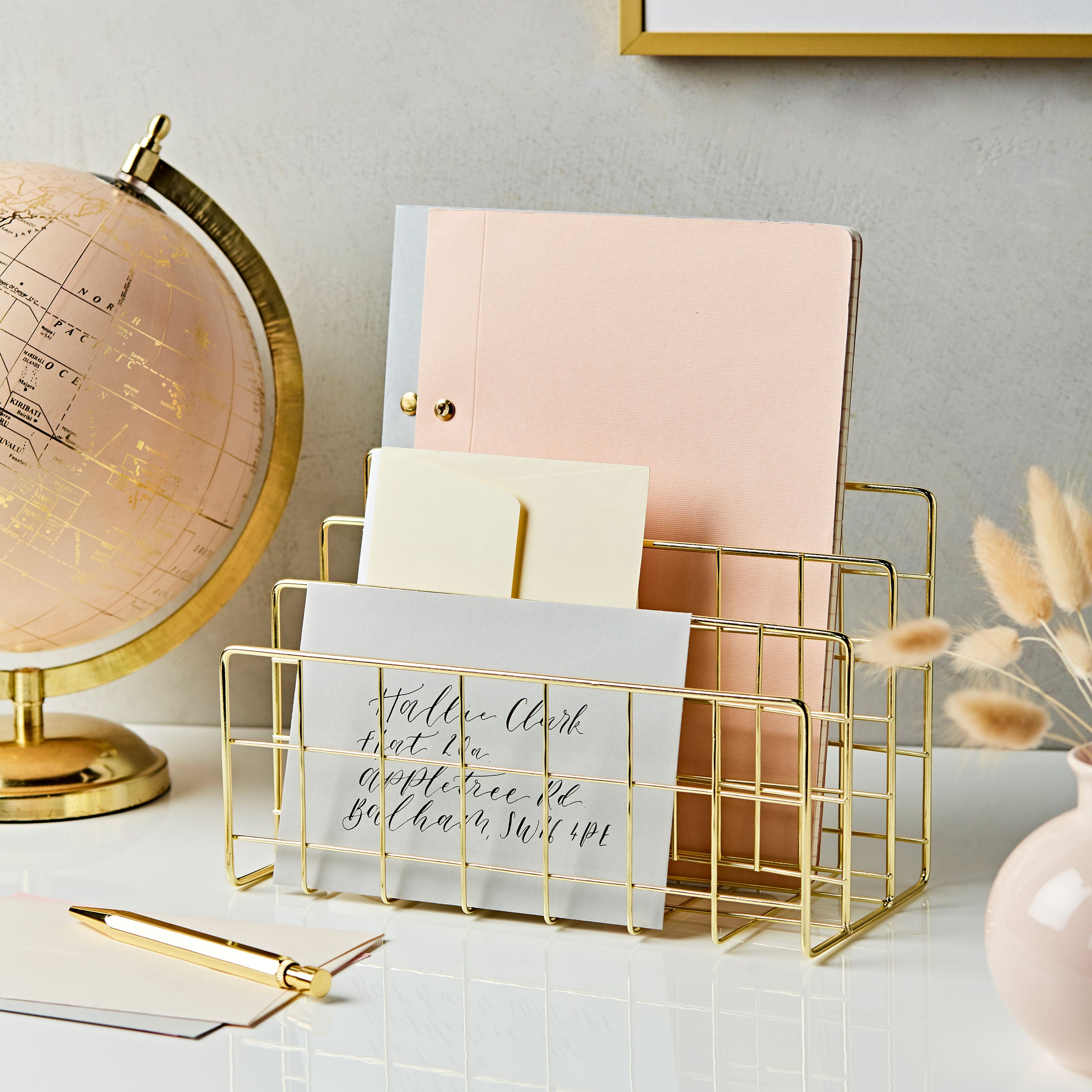 Gold Wire Letter Rack
