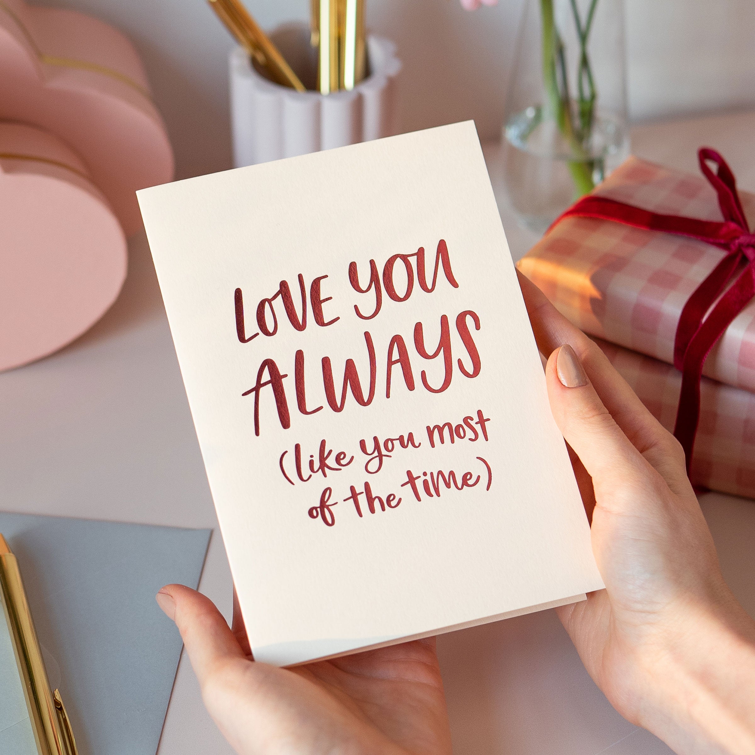 Love You Foil Embossed Funny Anniversary Card