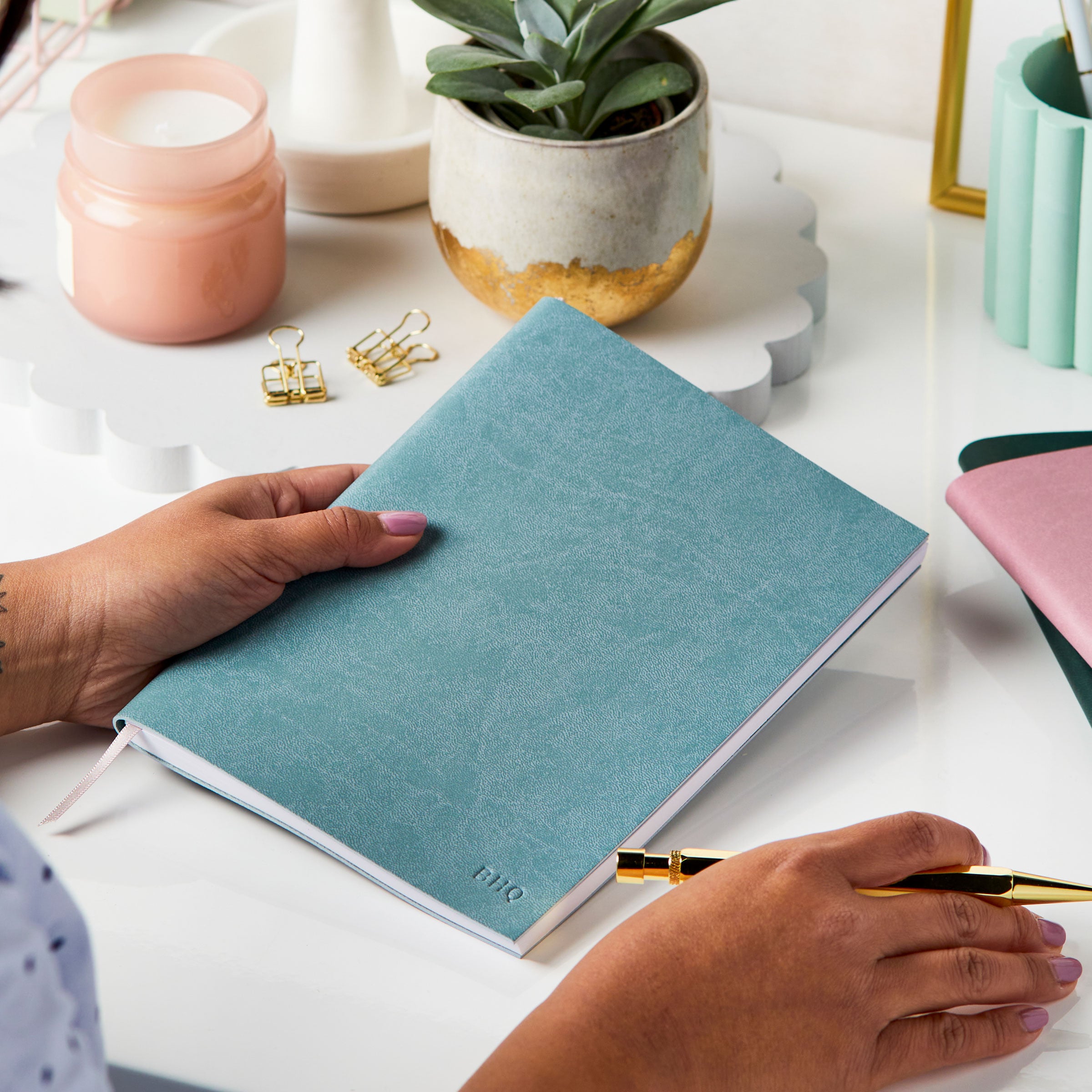 martha brook personalised a5 classic leather effect notebook