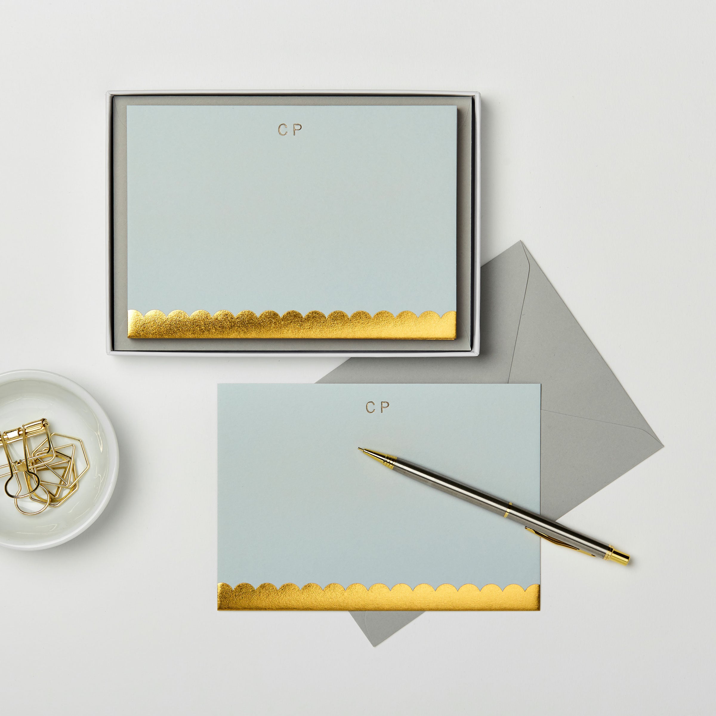 Personalised Scallop Luxury Notecards