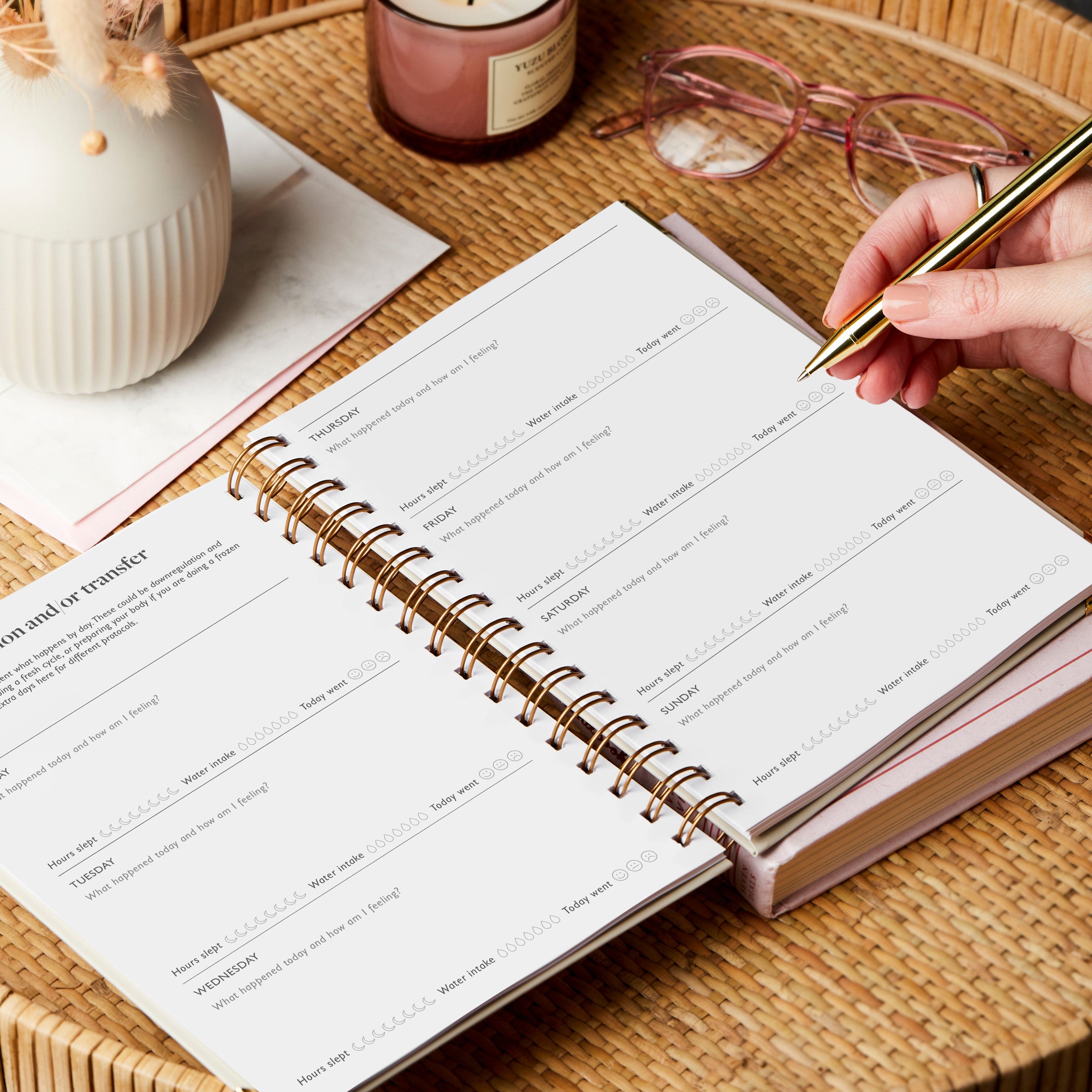 Martha Brook Personalised IVF Journal being written in