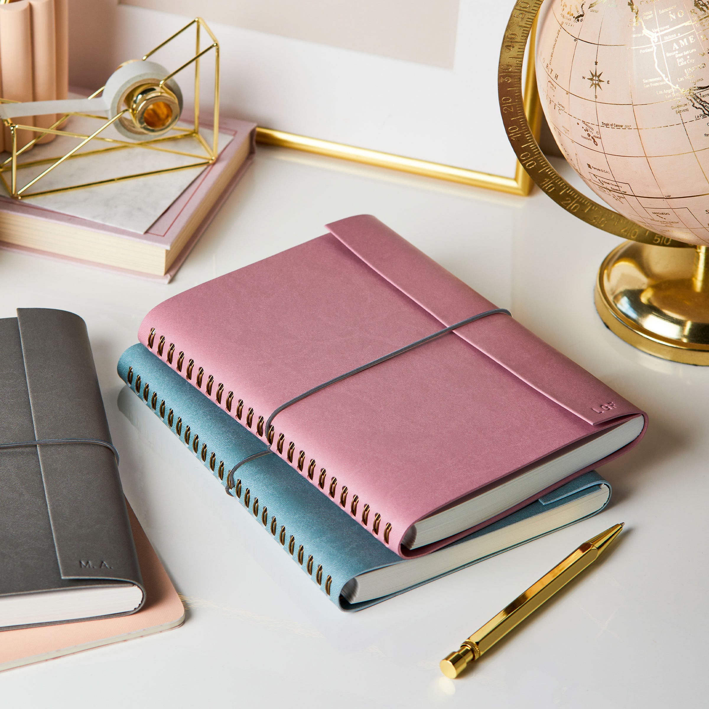 martha brook personalised leather effect embossed notebook