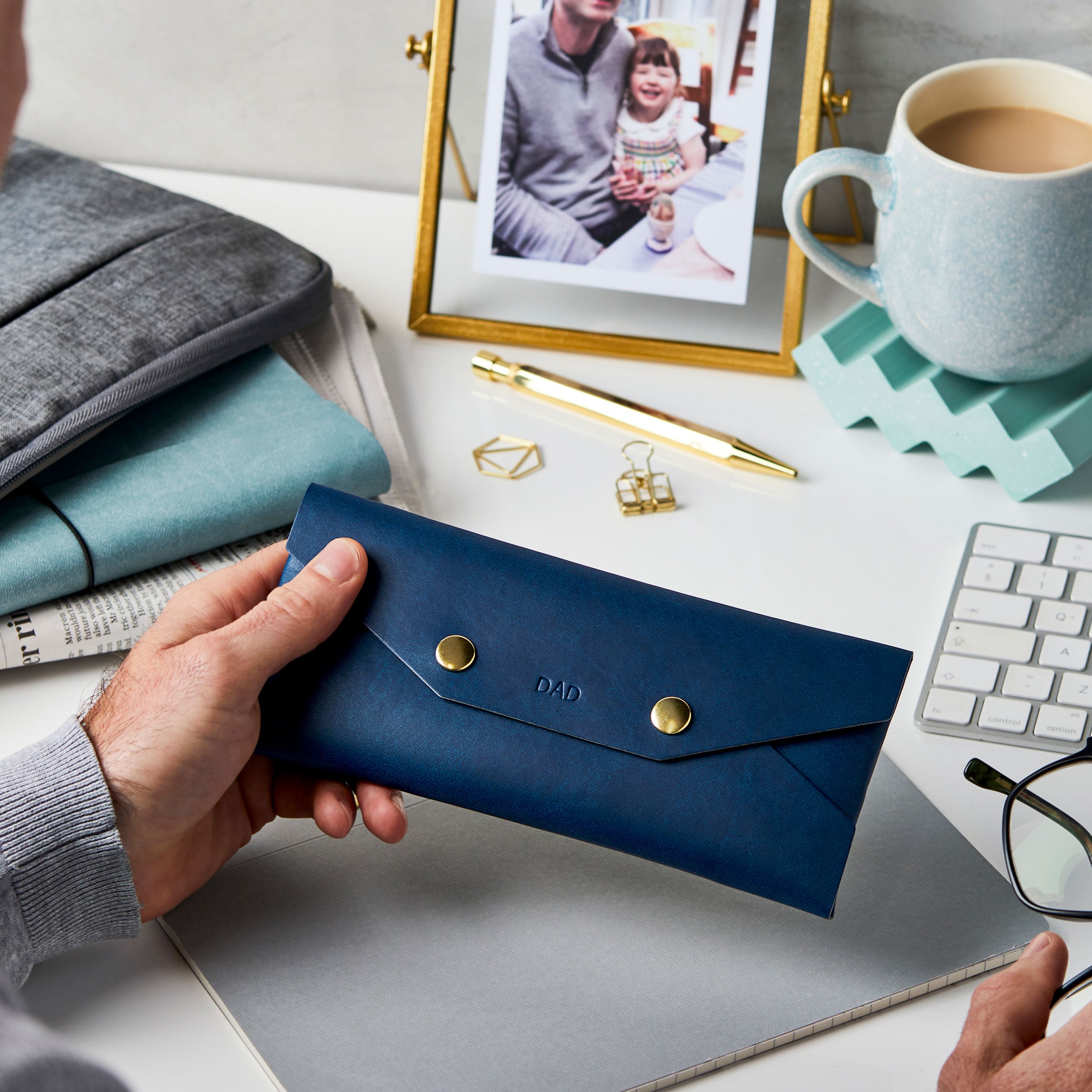 martha brook personalised leather effect glasses case
