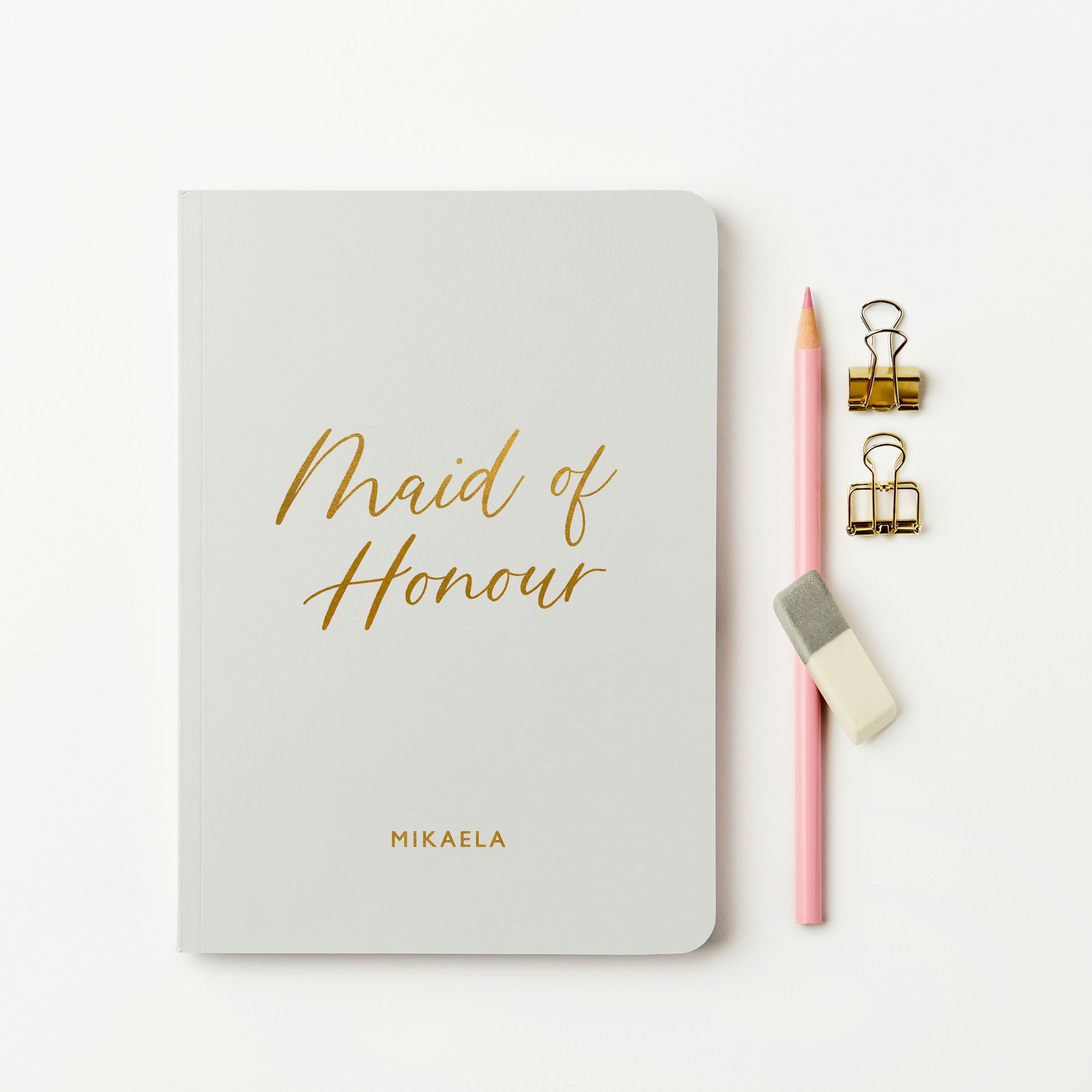 Martha Brook Personalised Maid of Honour Notebook grey