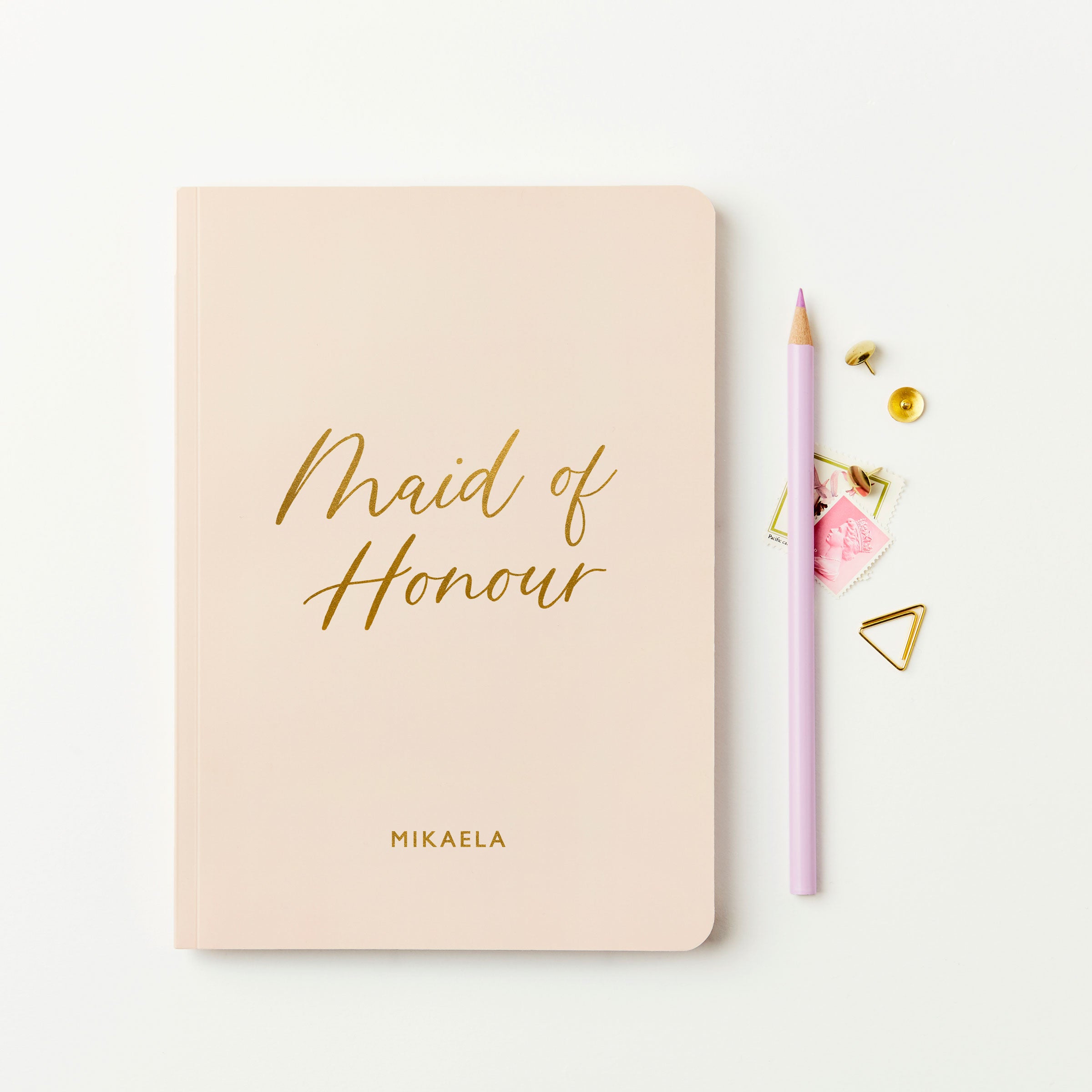 Martha Brook Personalised Maid of Honour Notebook peach