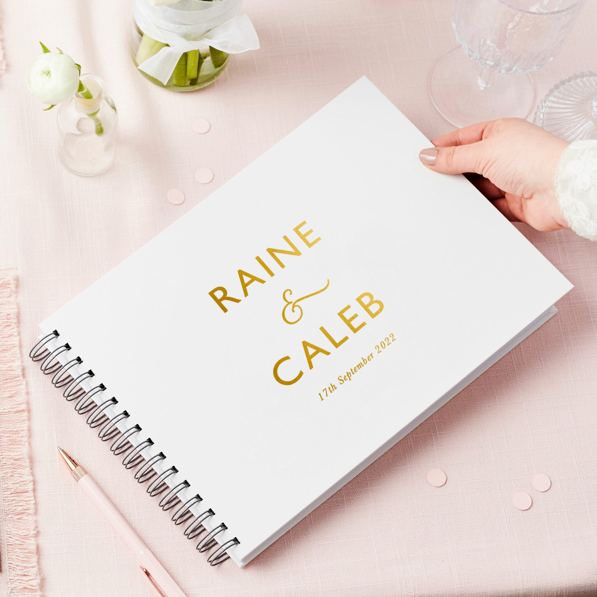 Martha Brook Personalised Modern Wedding Guest Book