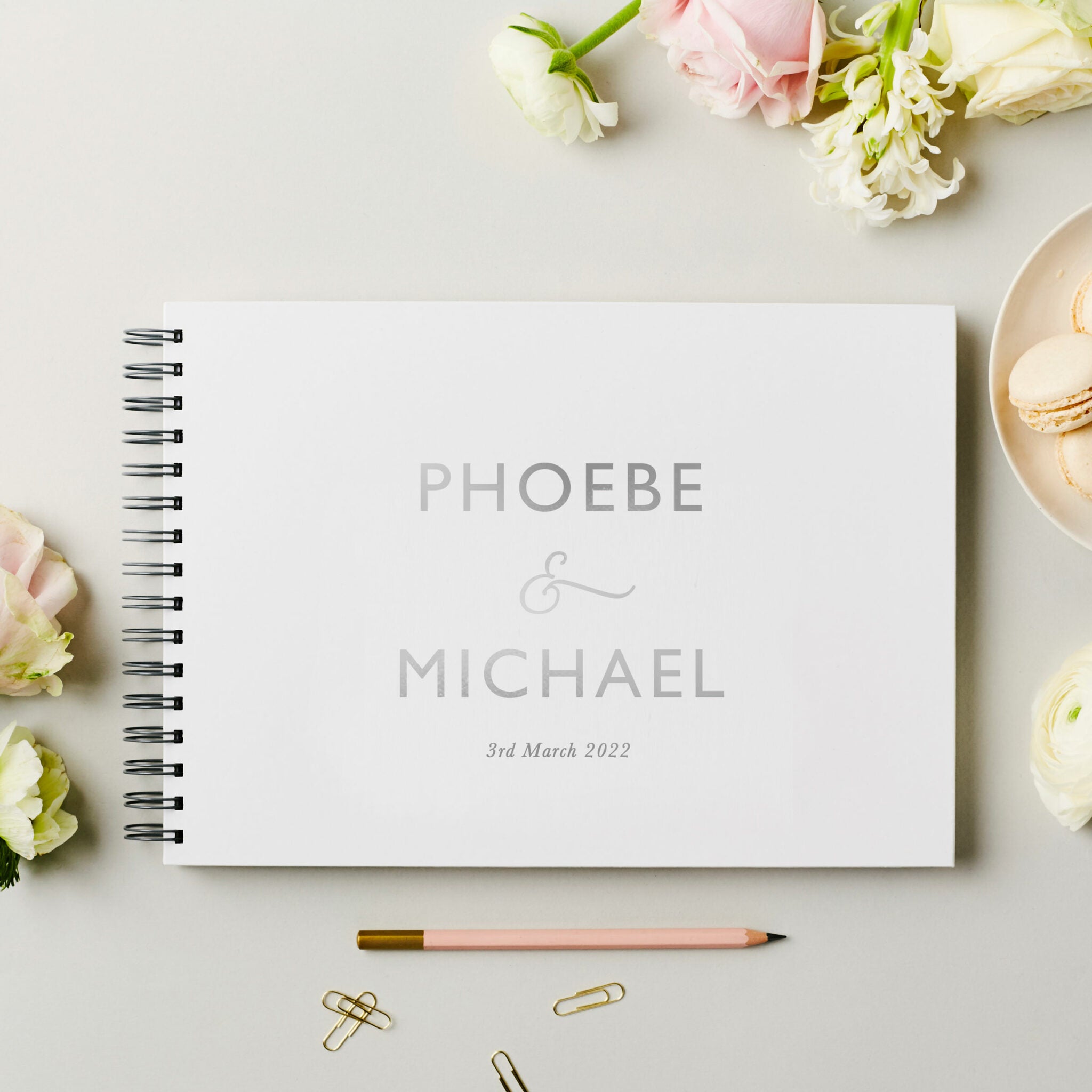Martha Brook Personalised Modern Wedding Guest Book