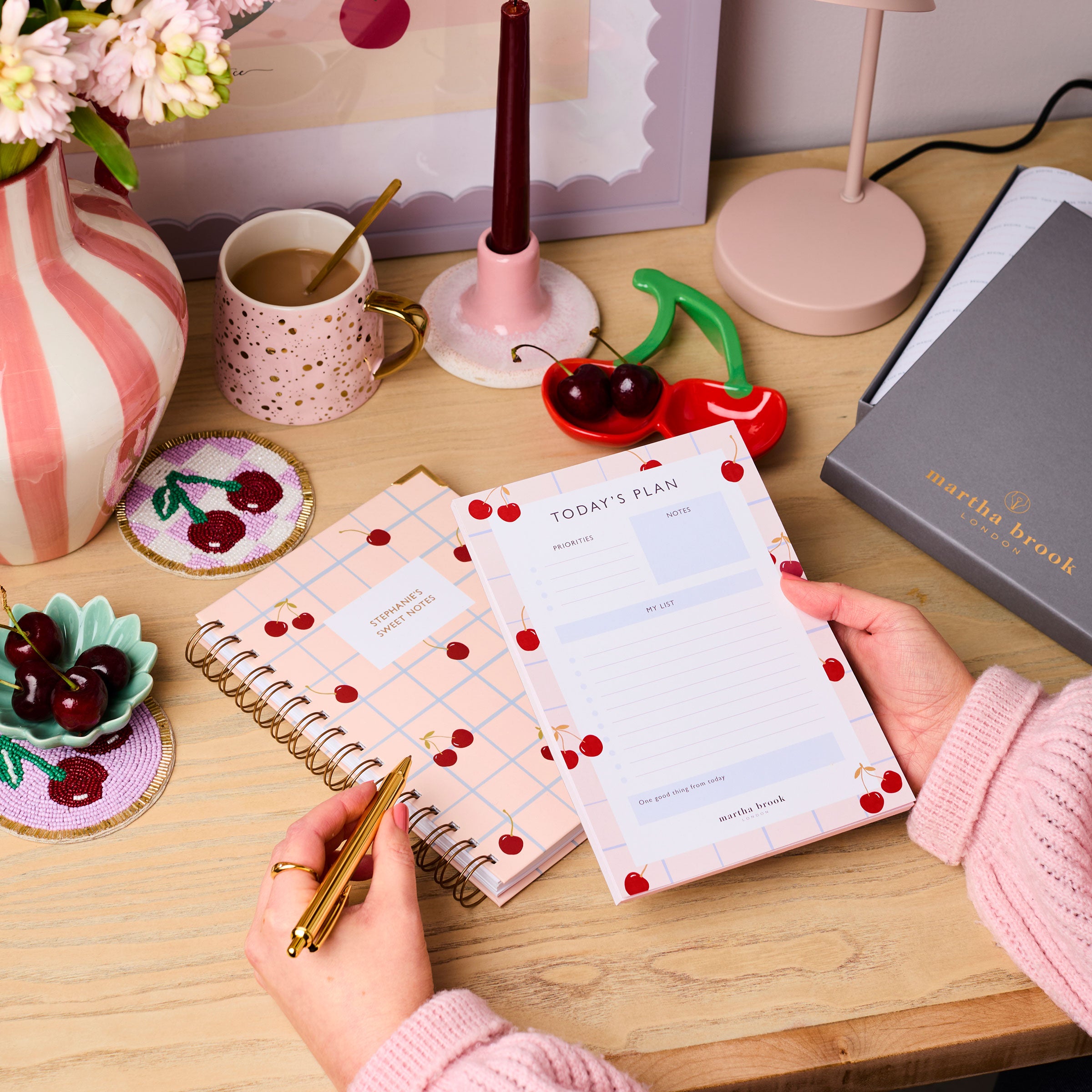 Martha Brook Personalised Stationery Personalised Cherry Stationery Gift Set