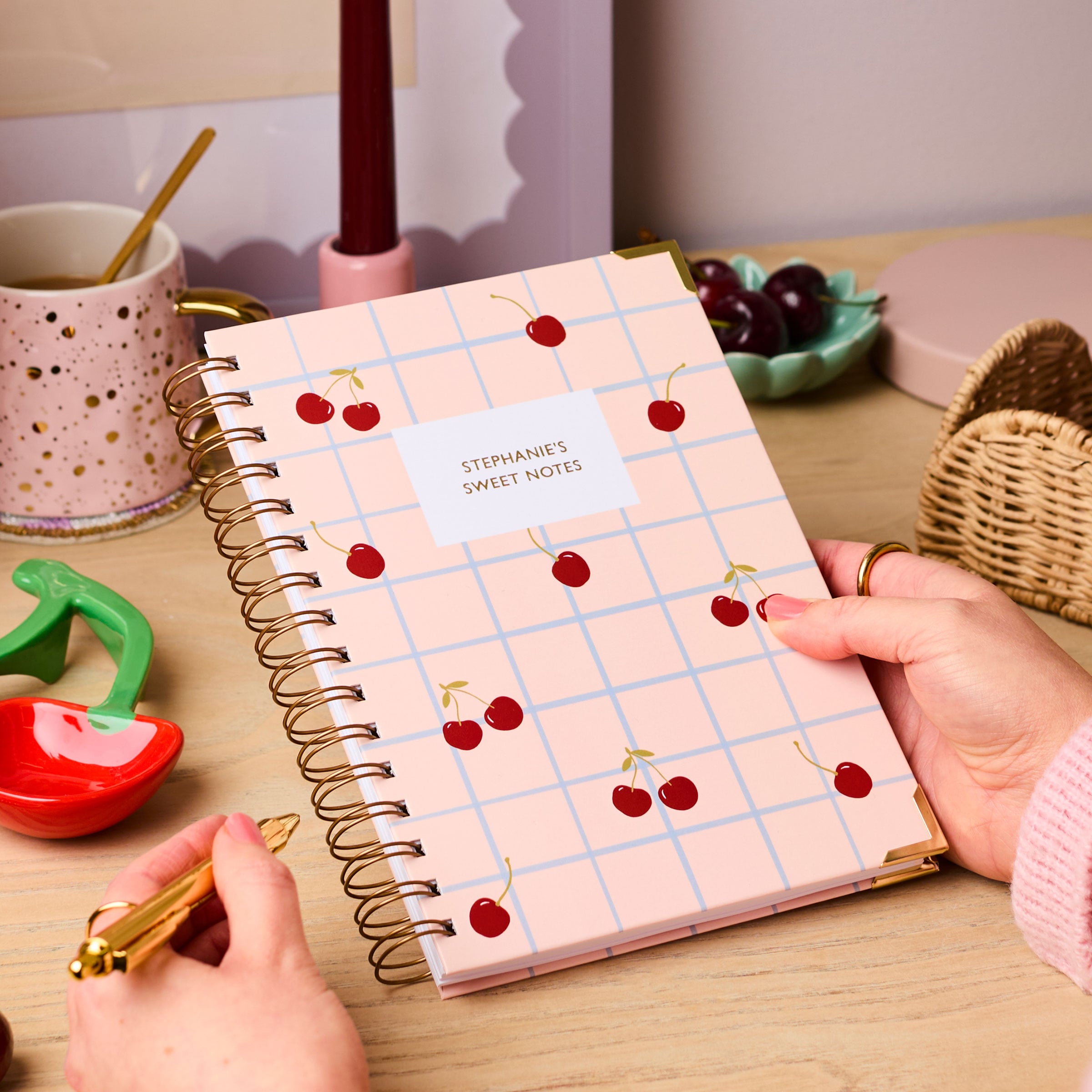 Martha Brook Personalised Stationery Personalised Hardback Cherry Notebook