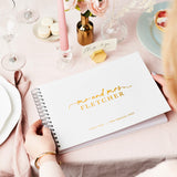 Martha Brook Personalised Stylish Wedding Guest Book White and Gold