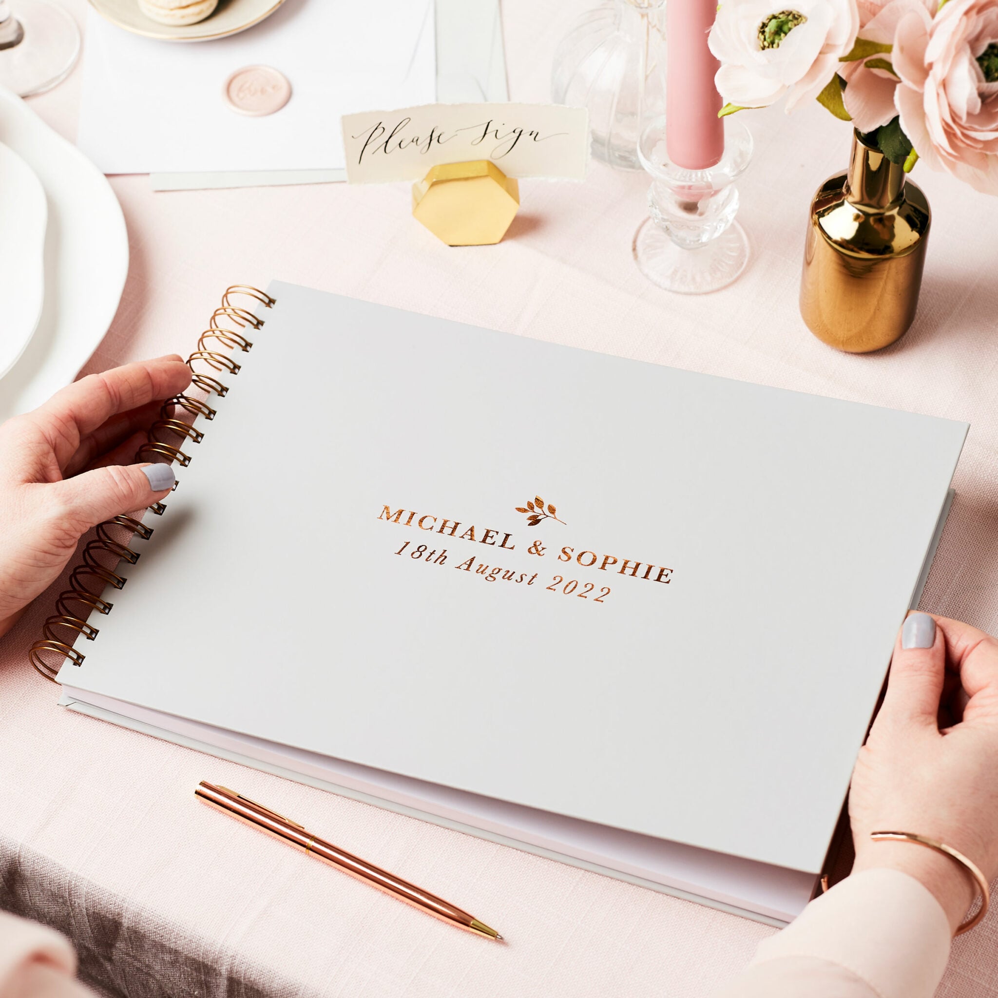 Martha Brook Personalised Traditional Wedding Guest Book