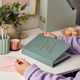 martha brook personalised turn wishes into plans life planner sage green on desk