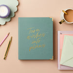 martha brook personalised turn wishes into plans life planner sage green on desk