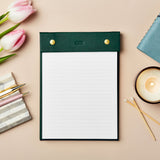 martha brook personalised stationery personalised leather effect refillable notepad in deep green