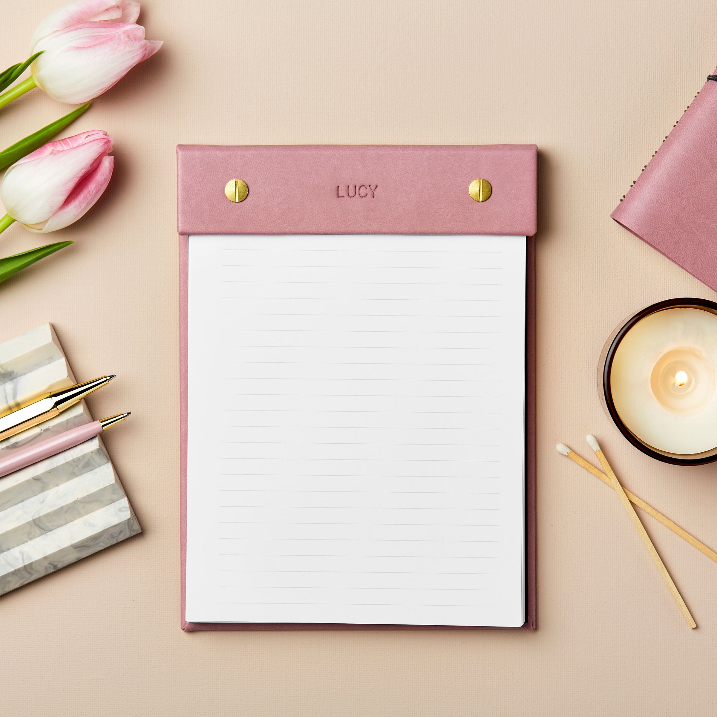 Martha brook personalised vegan leather refillable notepad