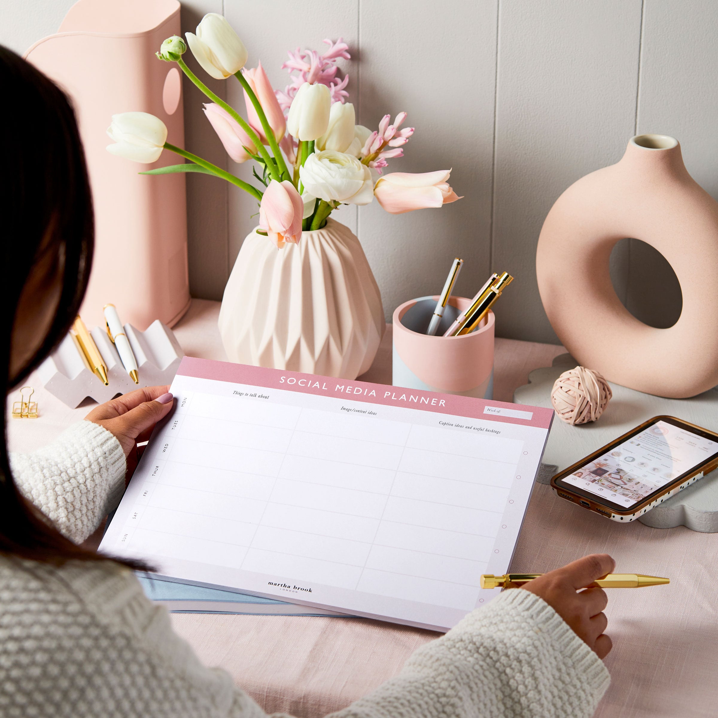 Martha Brook Social Media Planner Desk Pad