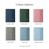 martha brook personalised stationery vegan leather refillable notebook