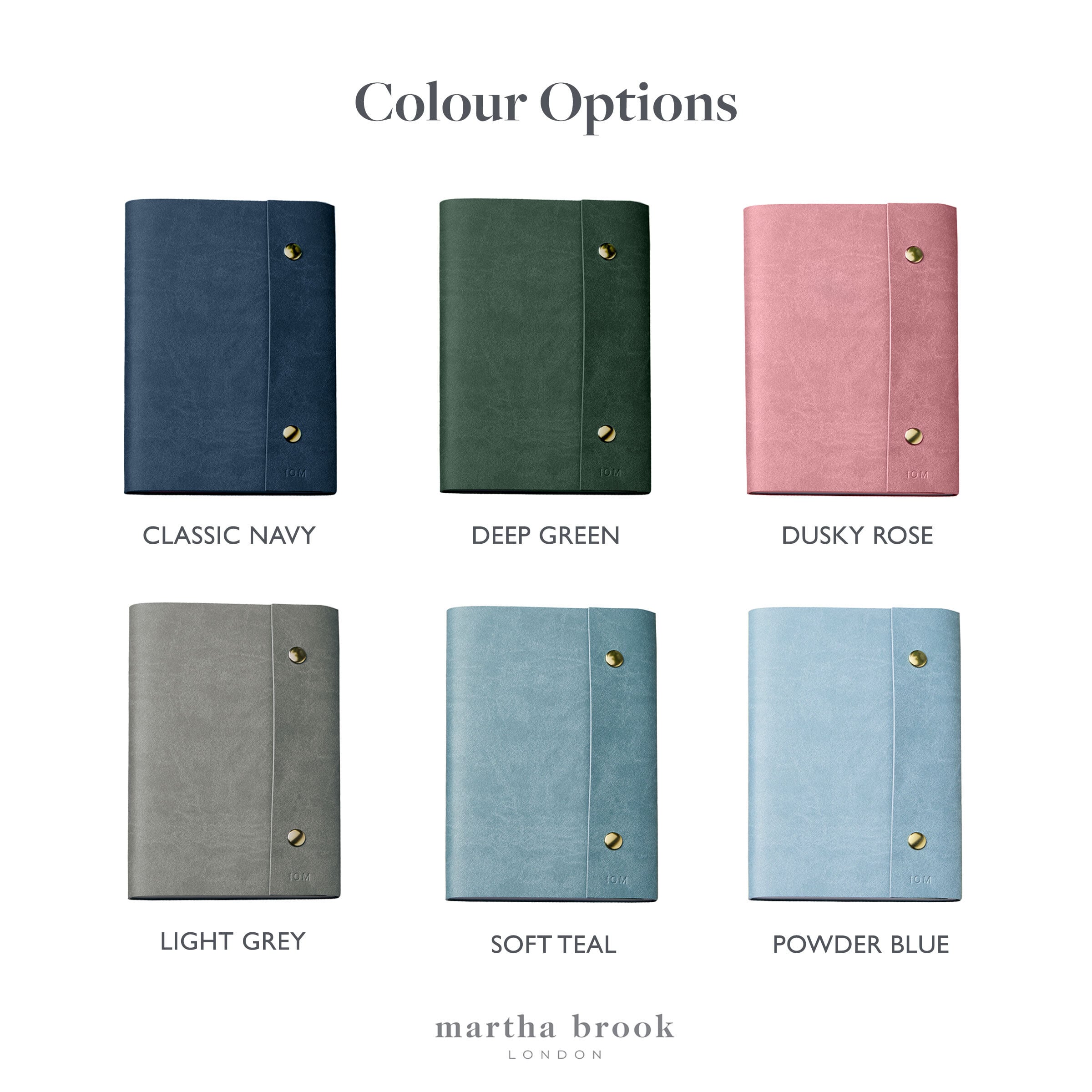 martha brook personalised stationery vegan leather refillable notebook