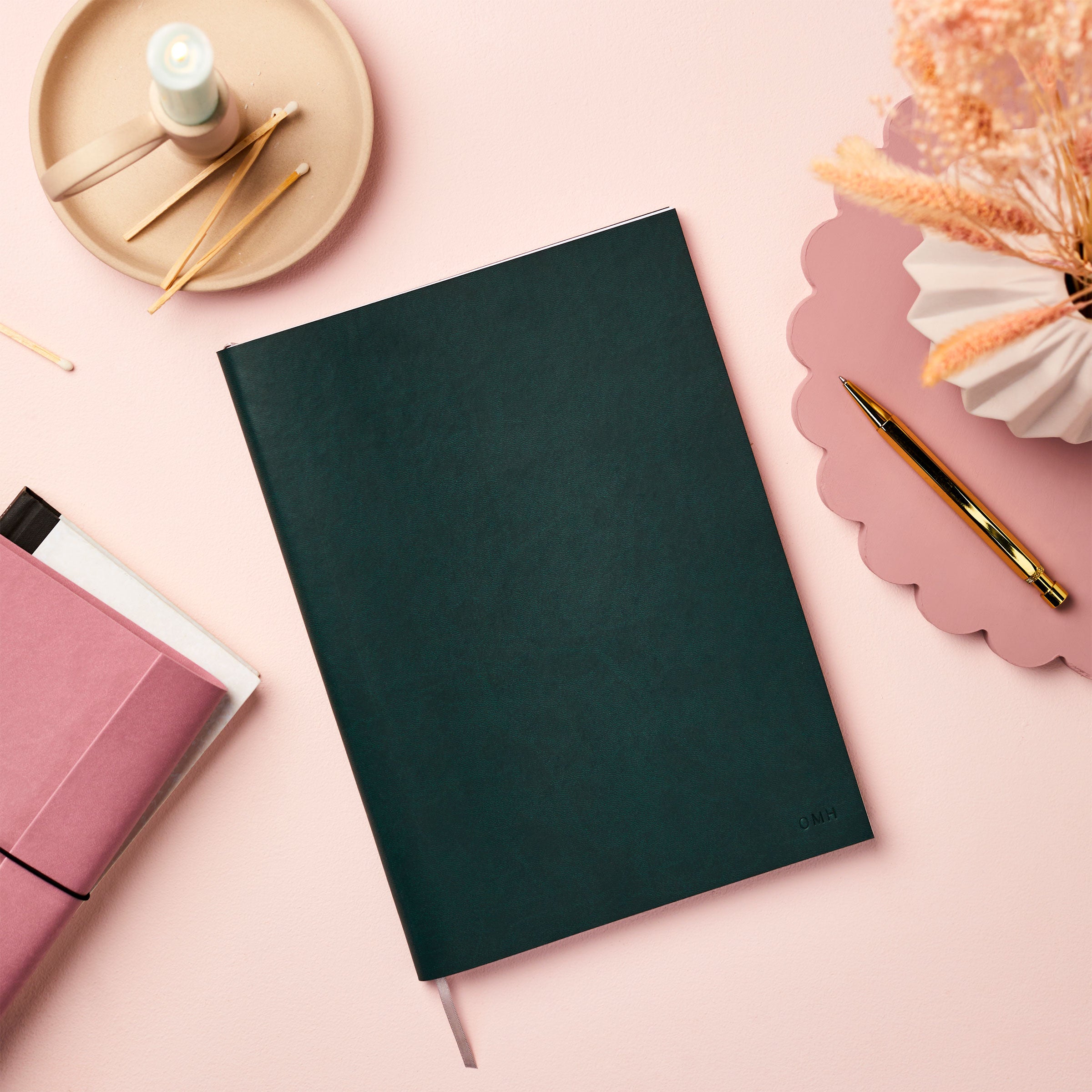 martha brook personalised stationery vegan leather collection personalised a4 classic vegan leather deep green