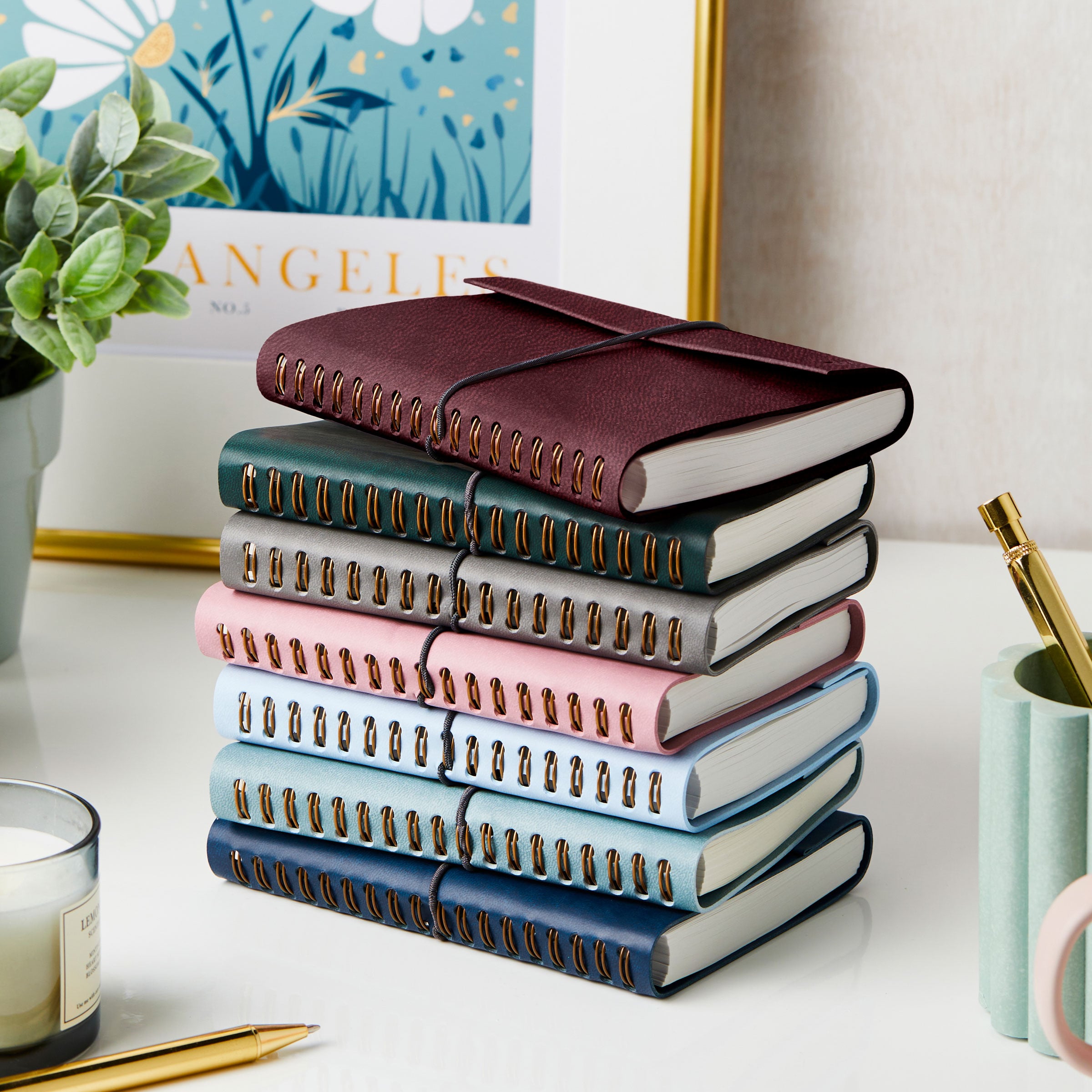 martha brook personalised vegan leather notebook in dark burgundy