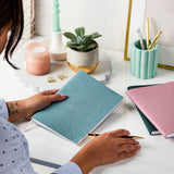 martha brook personalised stationery vegan leather collection personalised a5 classic vegan leather notebook soft teal