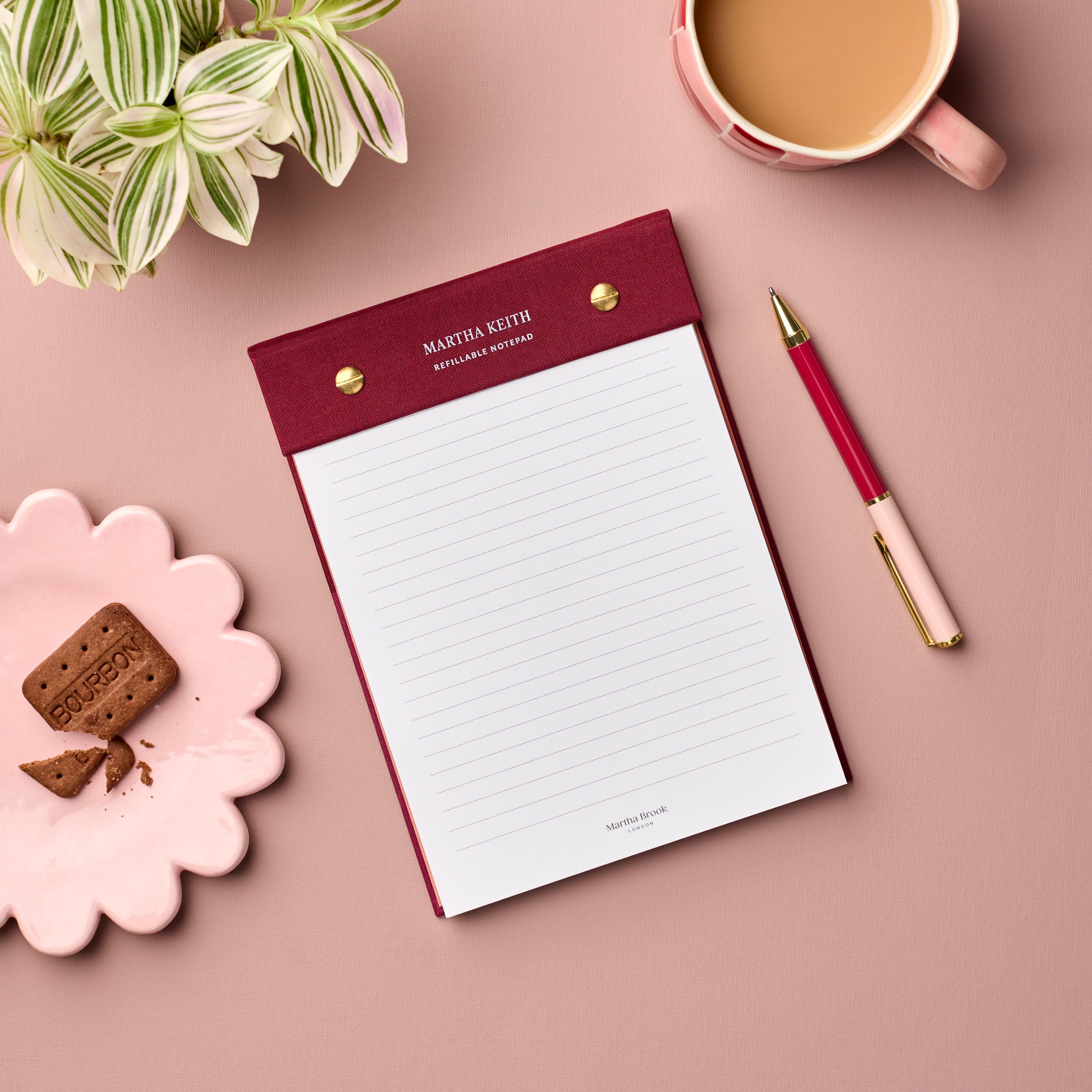 Personalised Signature Burgundy Refillable Notepad
