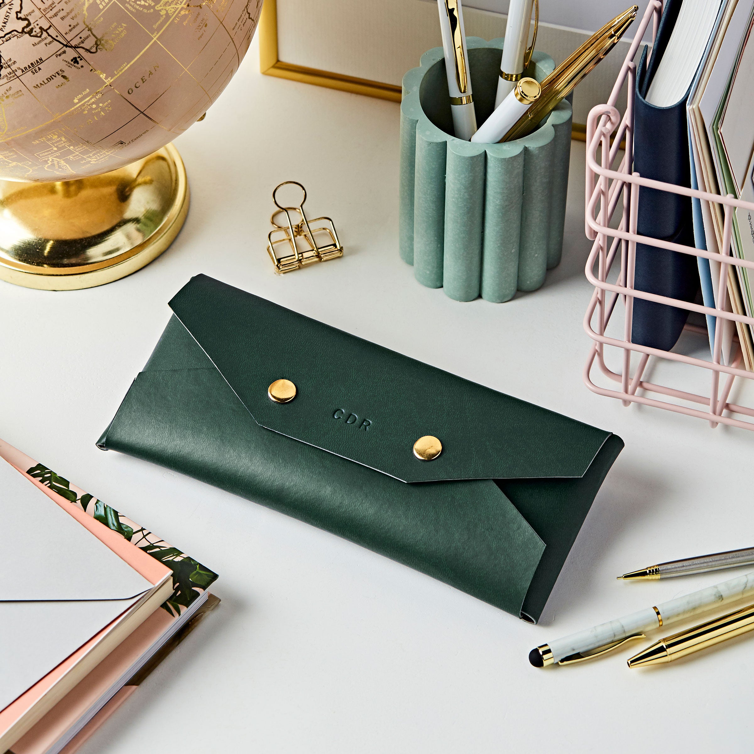 Personalised Vegan Leather Embossed Pencil Case