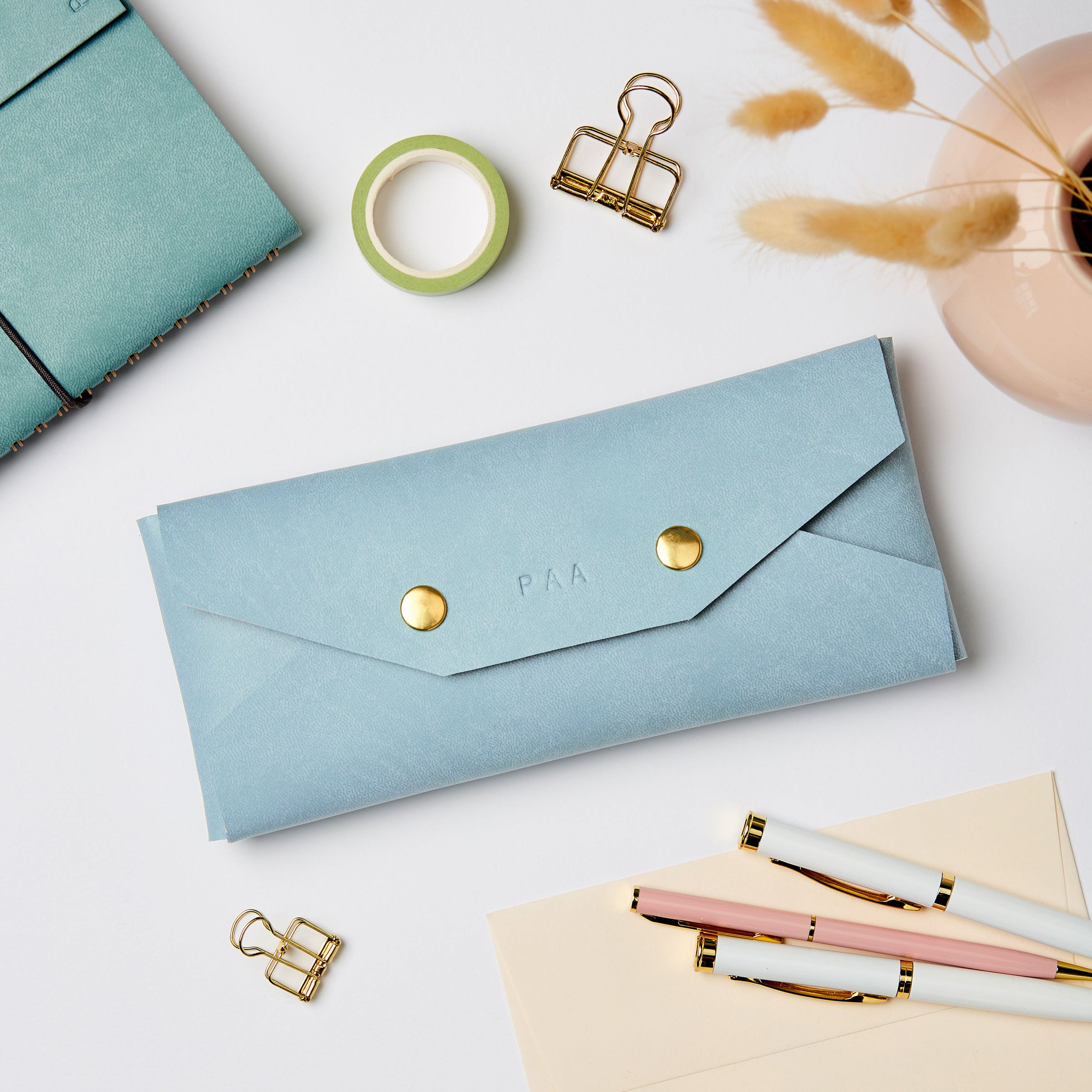 Personalised Vegan Leather Embossed Pencil Case