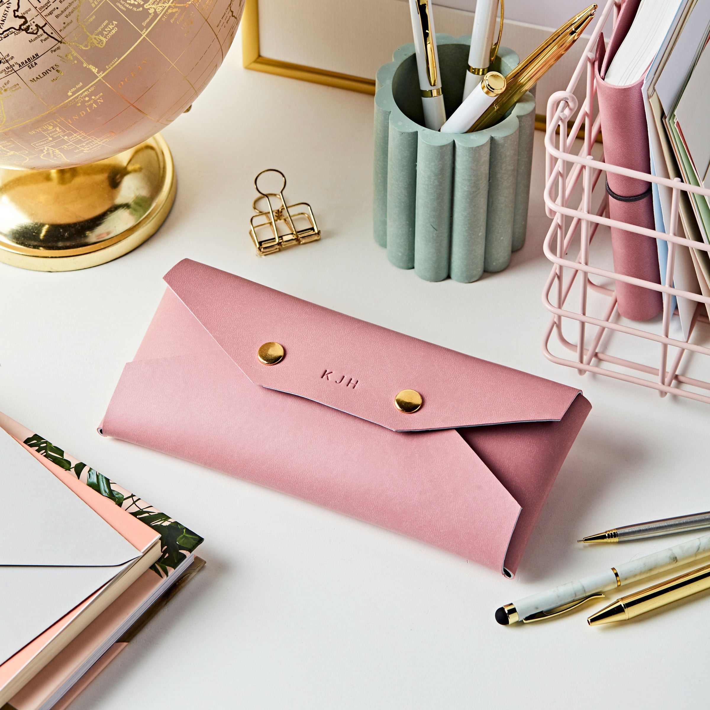 Personalised Vegan Leather Embossed Pencil Case