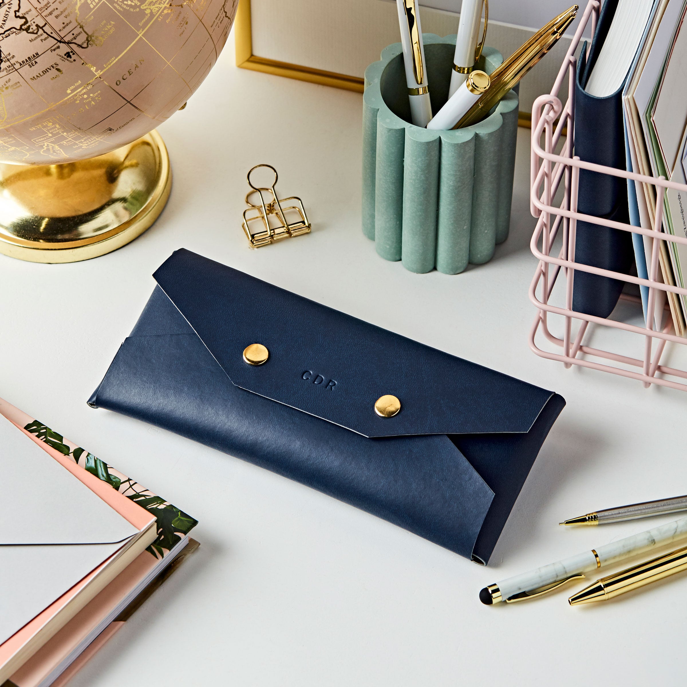 Personalised Vegan Leather Embossed Pencil Case