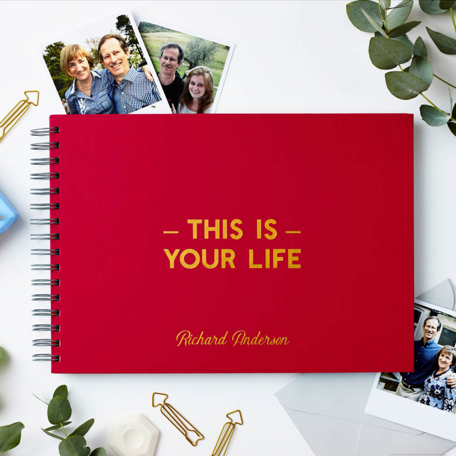 Martha Brook personalised stationery personalised book of condolence red with gold foil