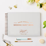 martha brook personalised stationery branded hardback notebook branded wedding guestbooks white guestbook on desk