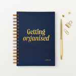 martha brook personalised stationery branded hardback notebook navy notebook with gold foil