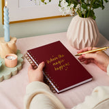 martha brook personalised stationery branded hardback notebook red maroon notebook with gold logo