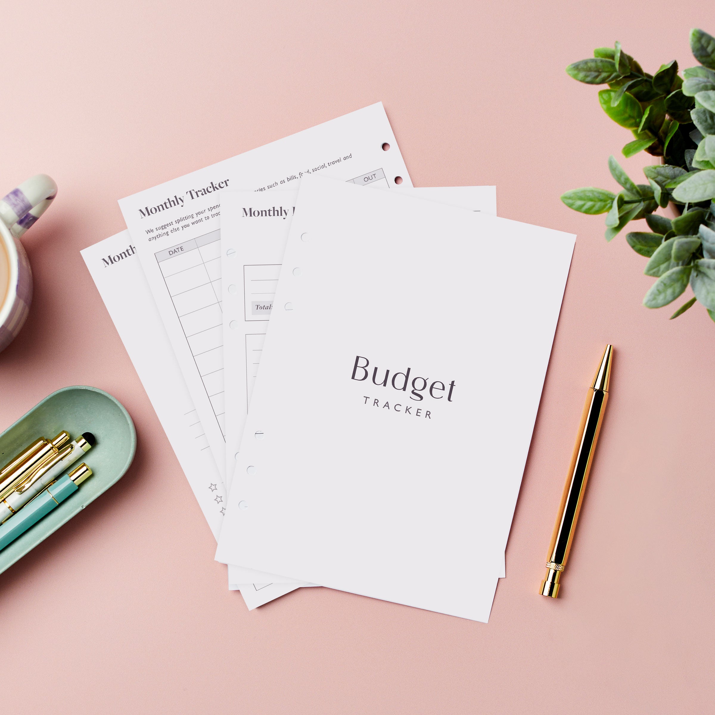 martha brook personalised stationery budget tracker planner insert life planner on pink background