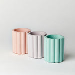 martha brook personalised stationery desk accessories pastel scalloped pen pot mint green light lilac peachy pink