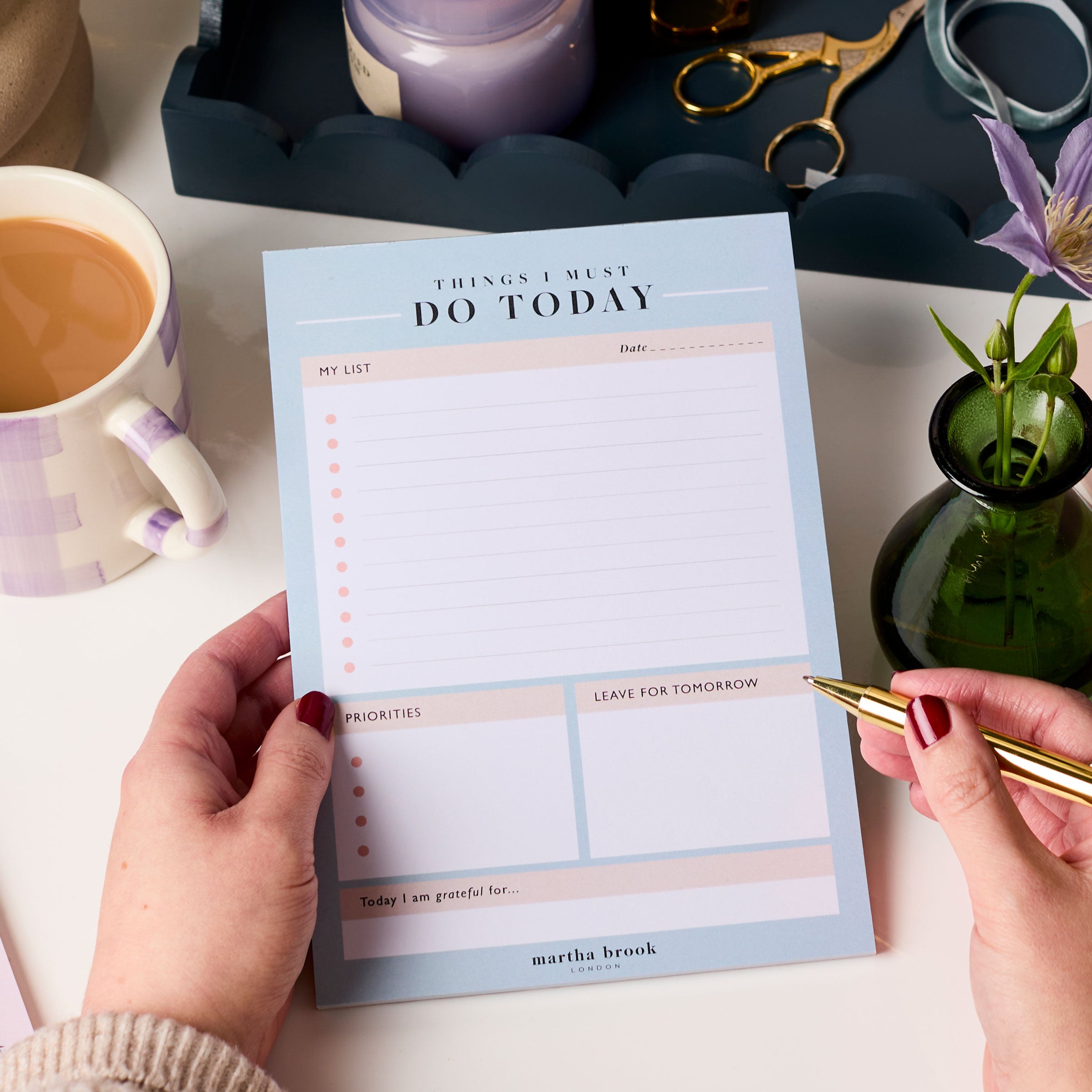 martha brook personalised stationery happiness daily to do planner desk pad main image