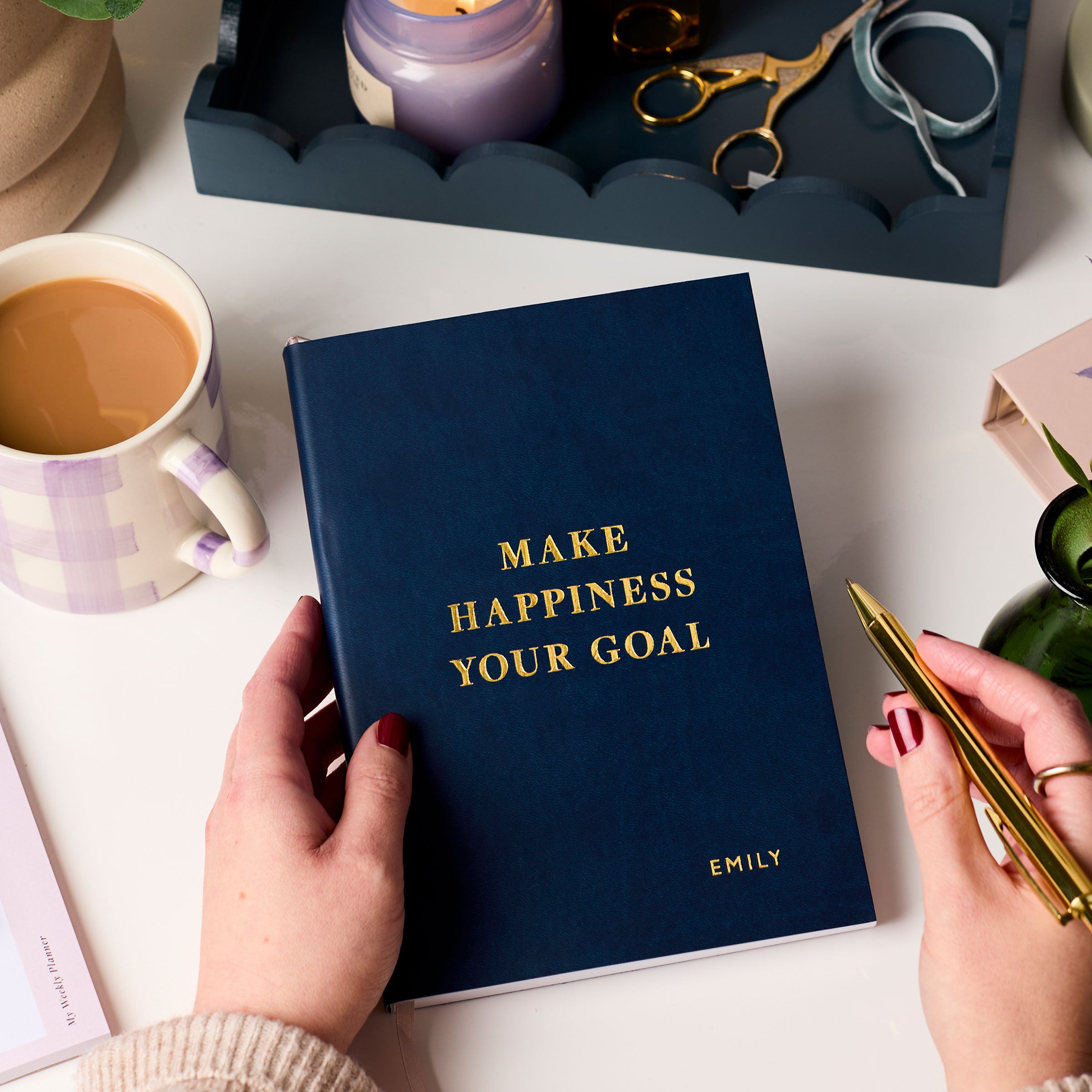 martha brook personalised stationery happiness planning stationery bundle vegan leather notebook