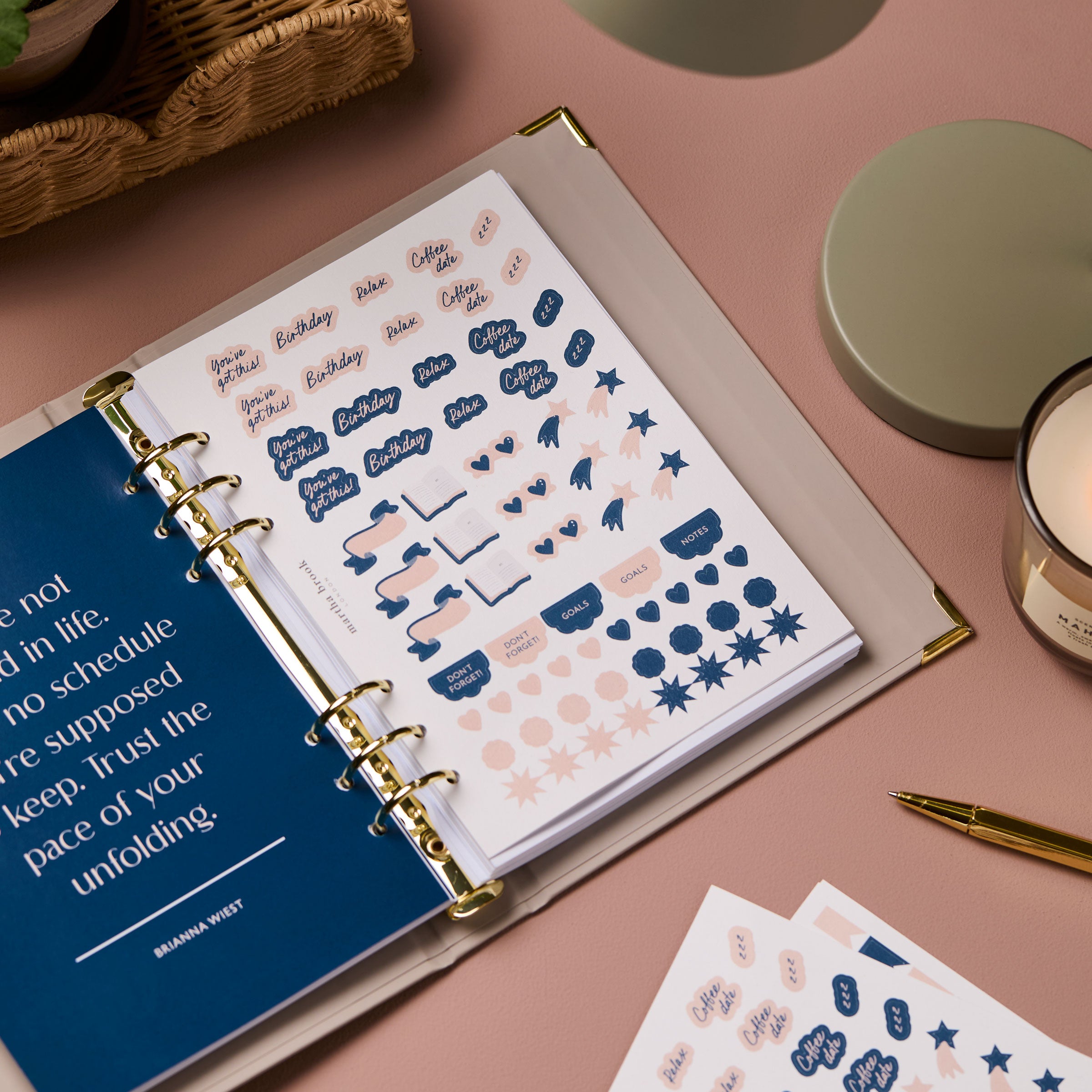 martha brook personalised stationery life planner stickers main image on desk